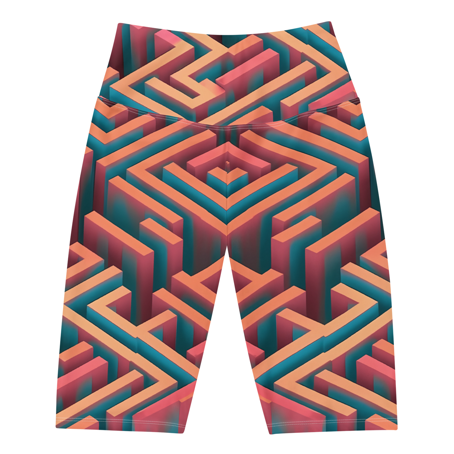 3D Maze Illusion | 3D Patterns | All-Over Print Biker Shorts - #1