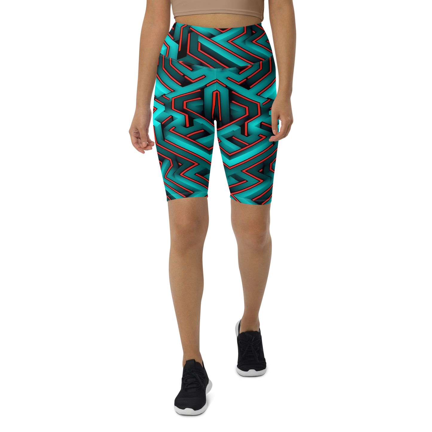 3D Maze Illusion | 3D Patterns | All-Over Print Biker Shorts - #2