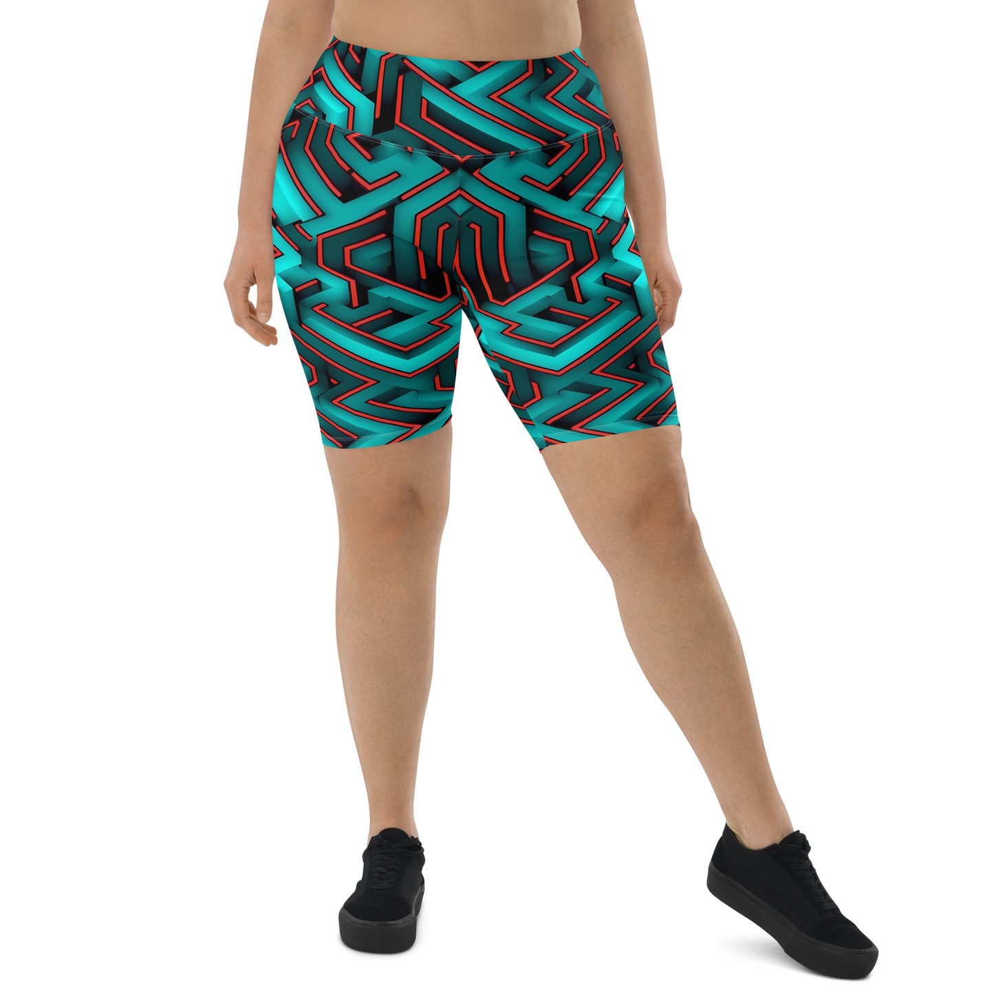 3D Maze Illusion | 3D Patterns | All-Over Print Biker Shorts - #2