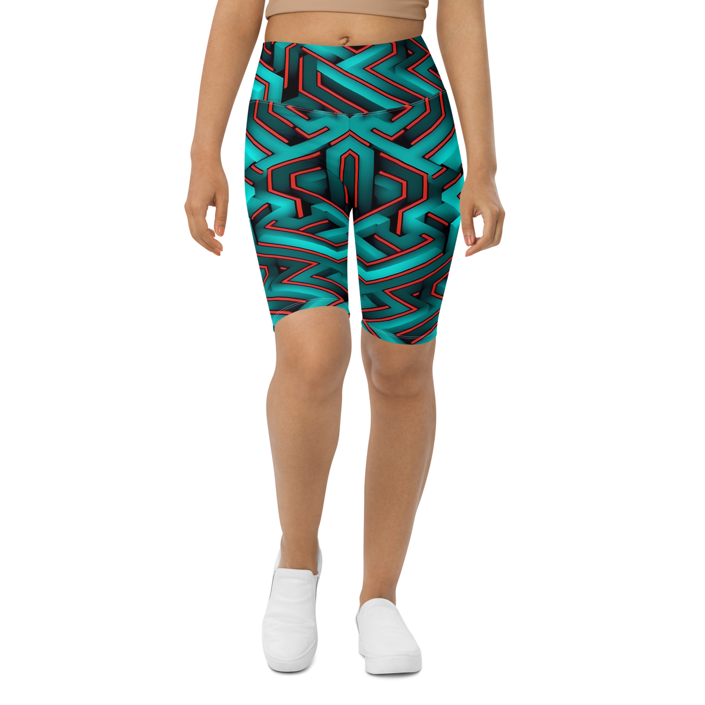 3D Maze Illusion | 3D Patterns | All-Over Print Biker Shorts - #2