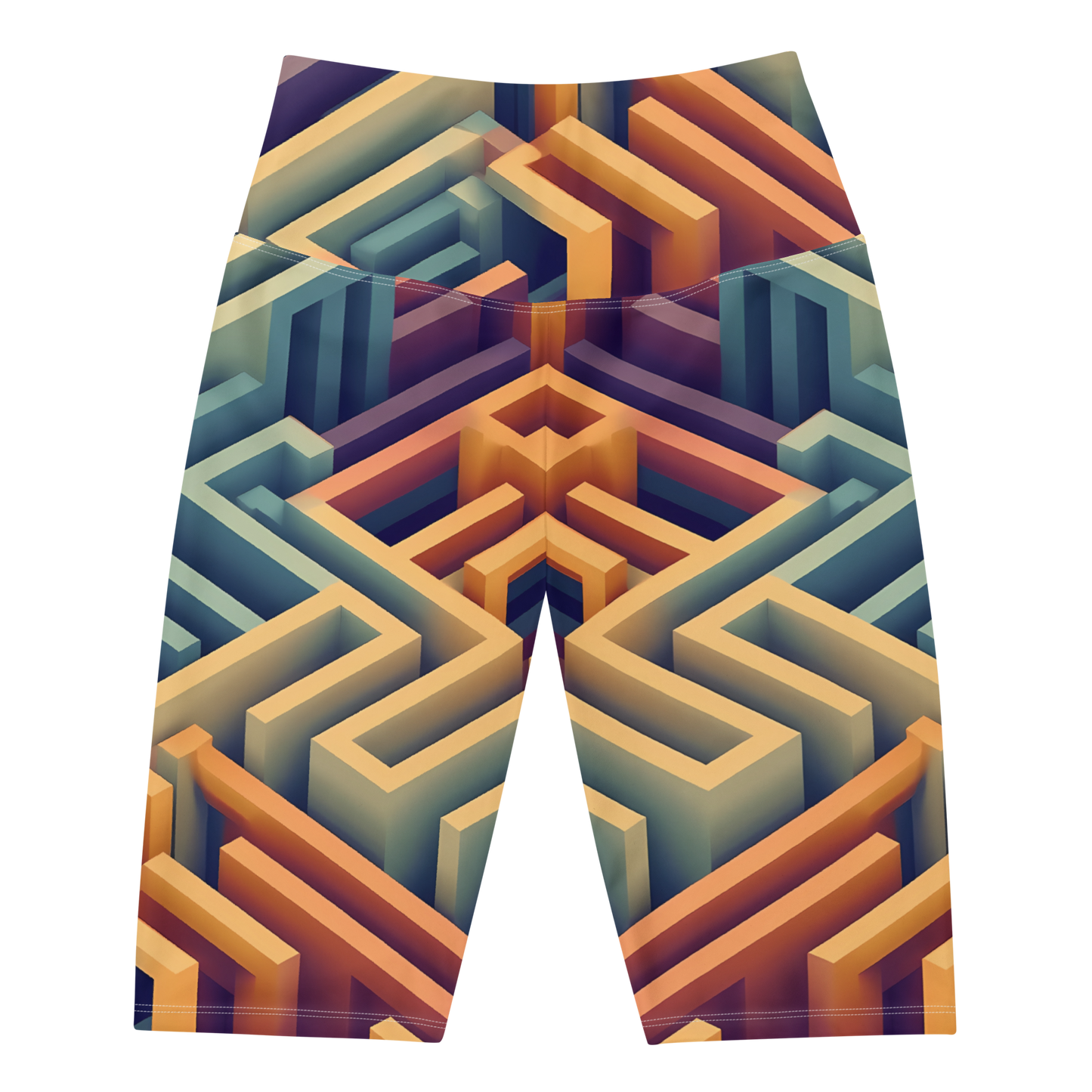 3D Maze Illusion | 3D Patterns | All-Over Print Biker Shorts - #3