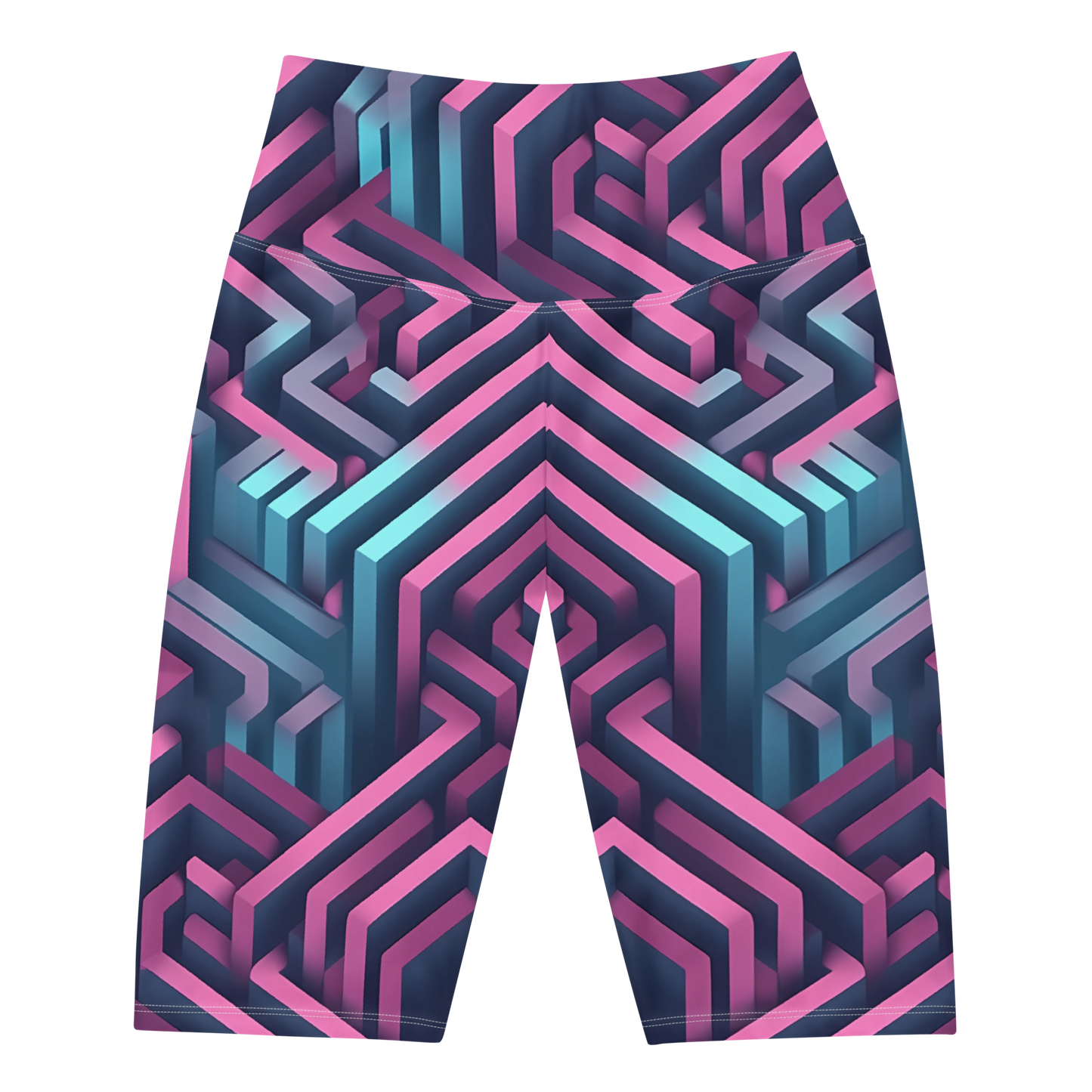 3D Maze Illusion | 3D Patterns | All-Over Print Biker Shorts - #4