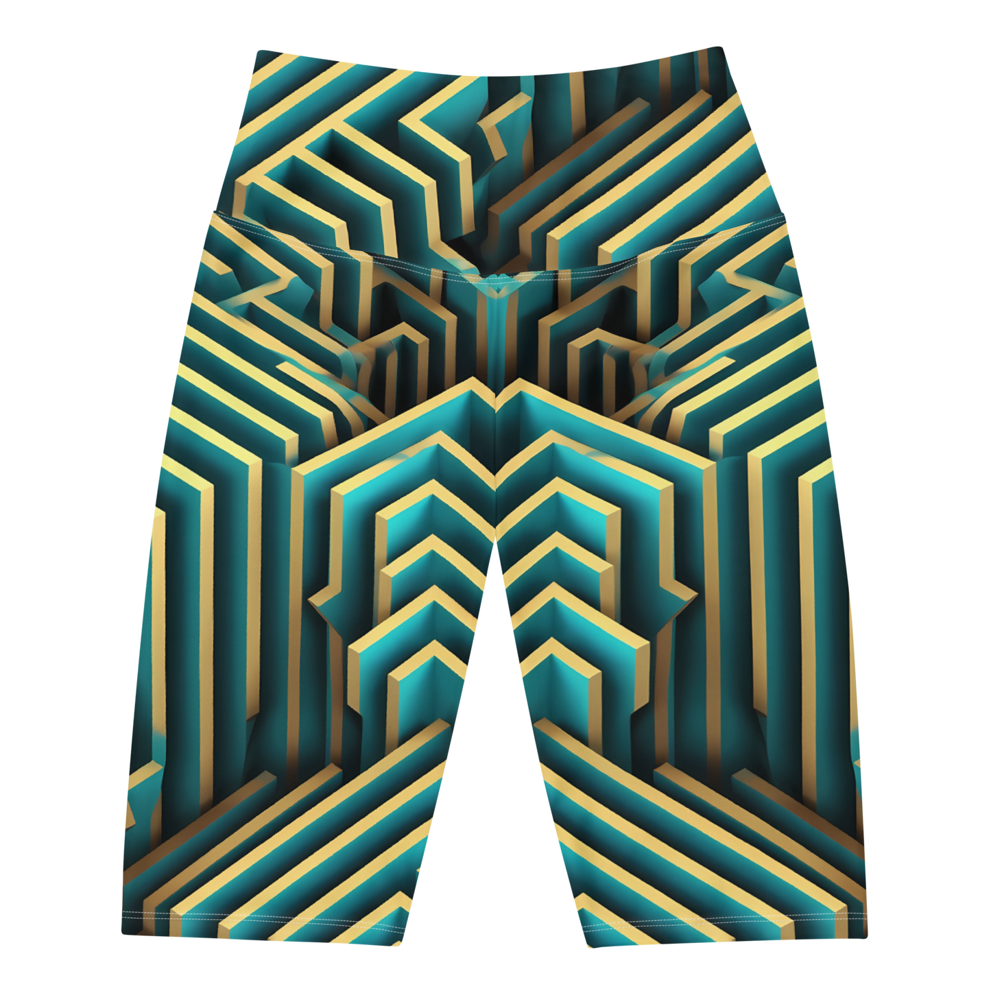 3D Maze Illusion | 3D Patterns | All-Over Print Biker Shorts - #5