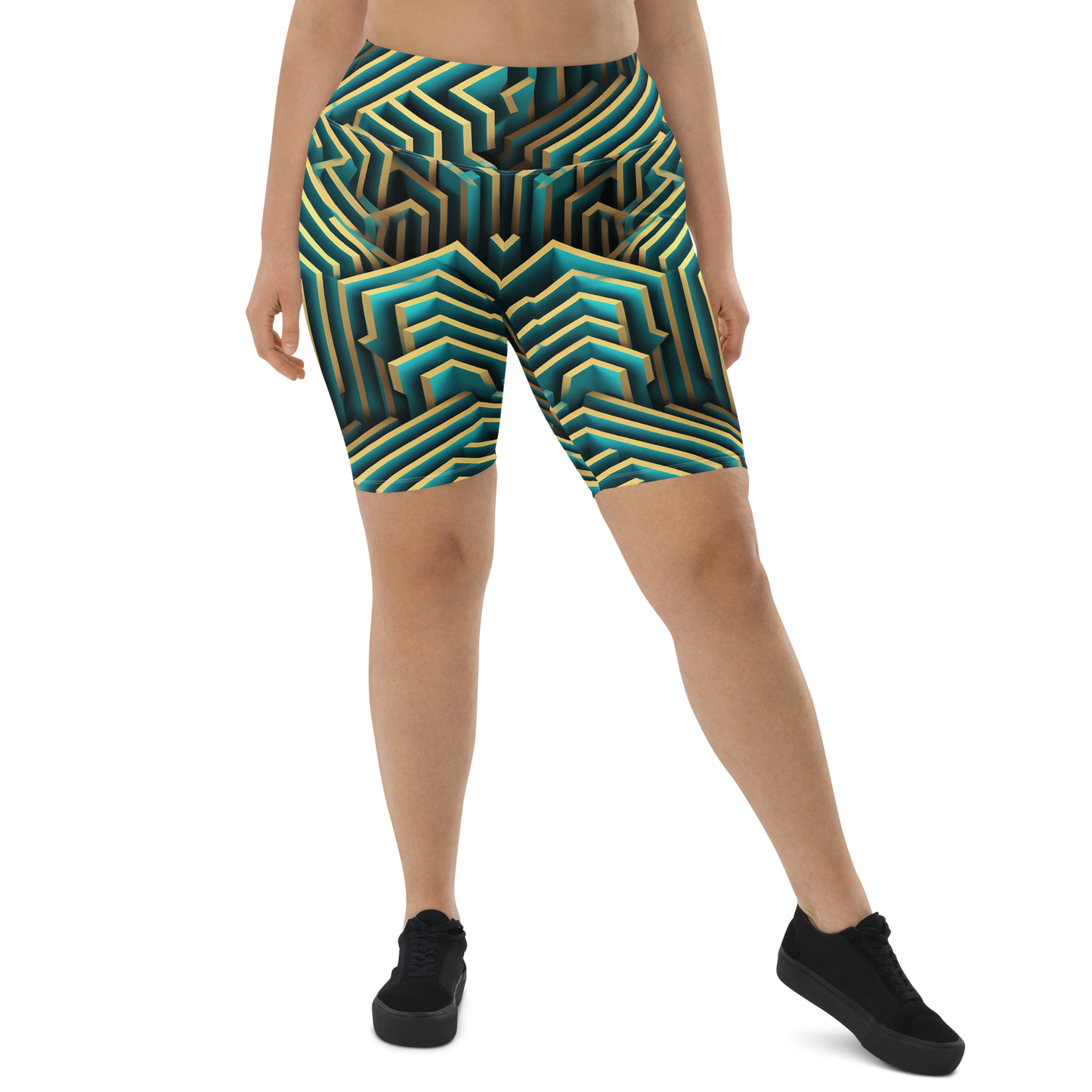 3D Maze Illusion | 3D Patterns | All-Over Print Biker Shorts - #5