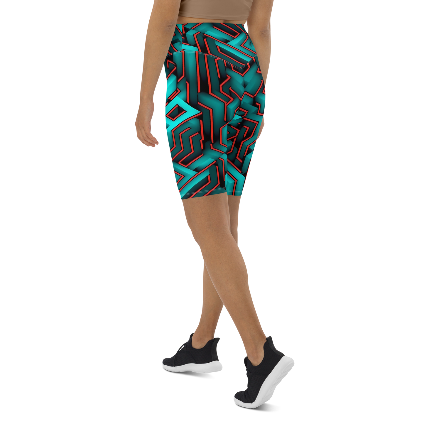 3D Maze Illusion | 3D Patterns | All-Over Print Biker Shorts - #2