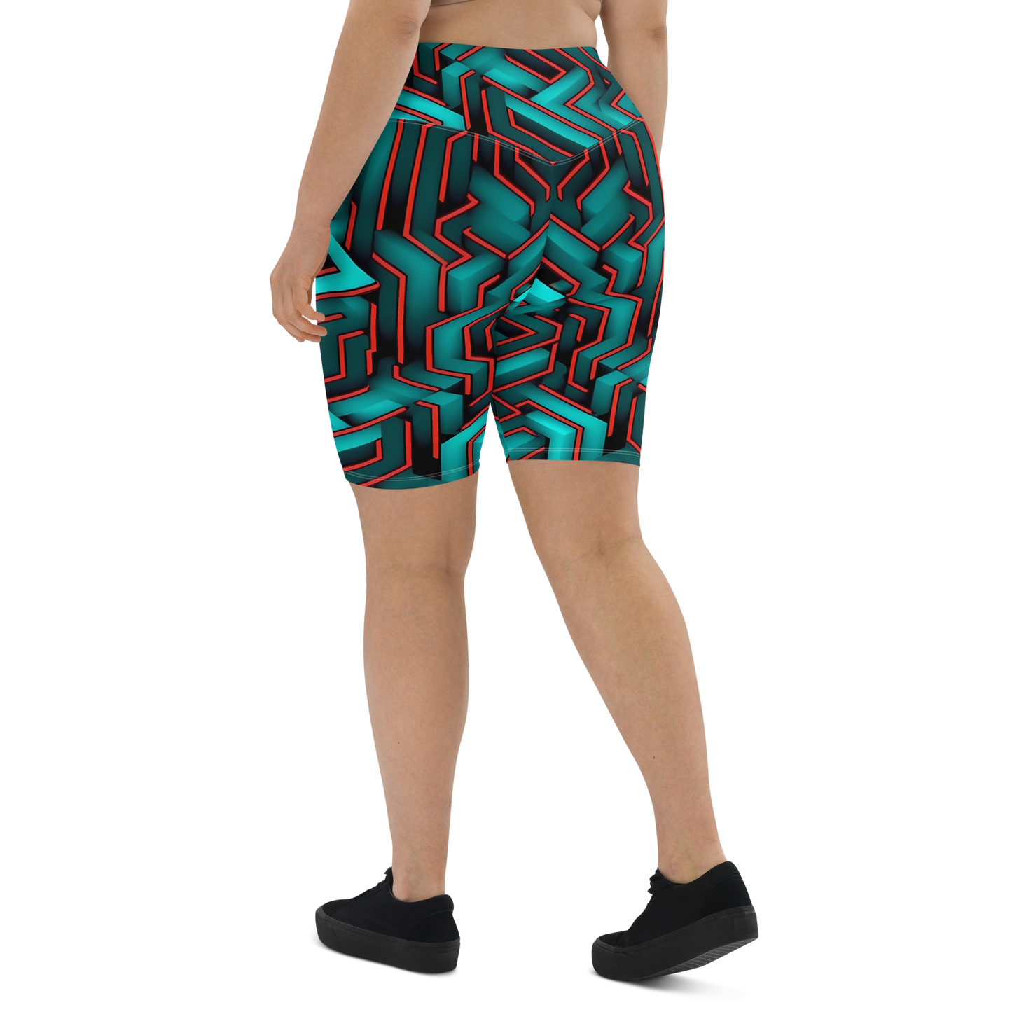 3D Maze Illusion | 3D Patterns | All-Over Print Biker Shorts - #2