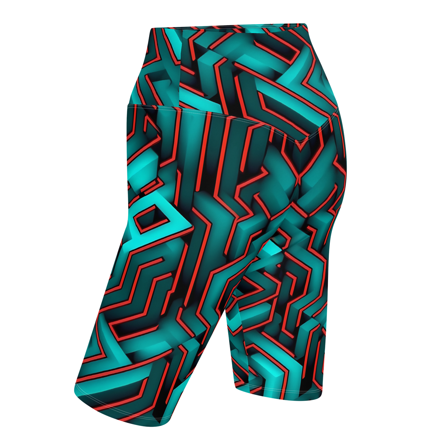 3D Maze Illusion | 3D Patterns | All-Over Print Biker Shorts - #2