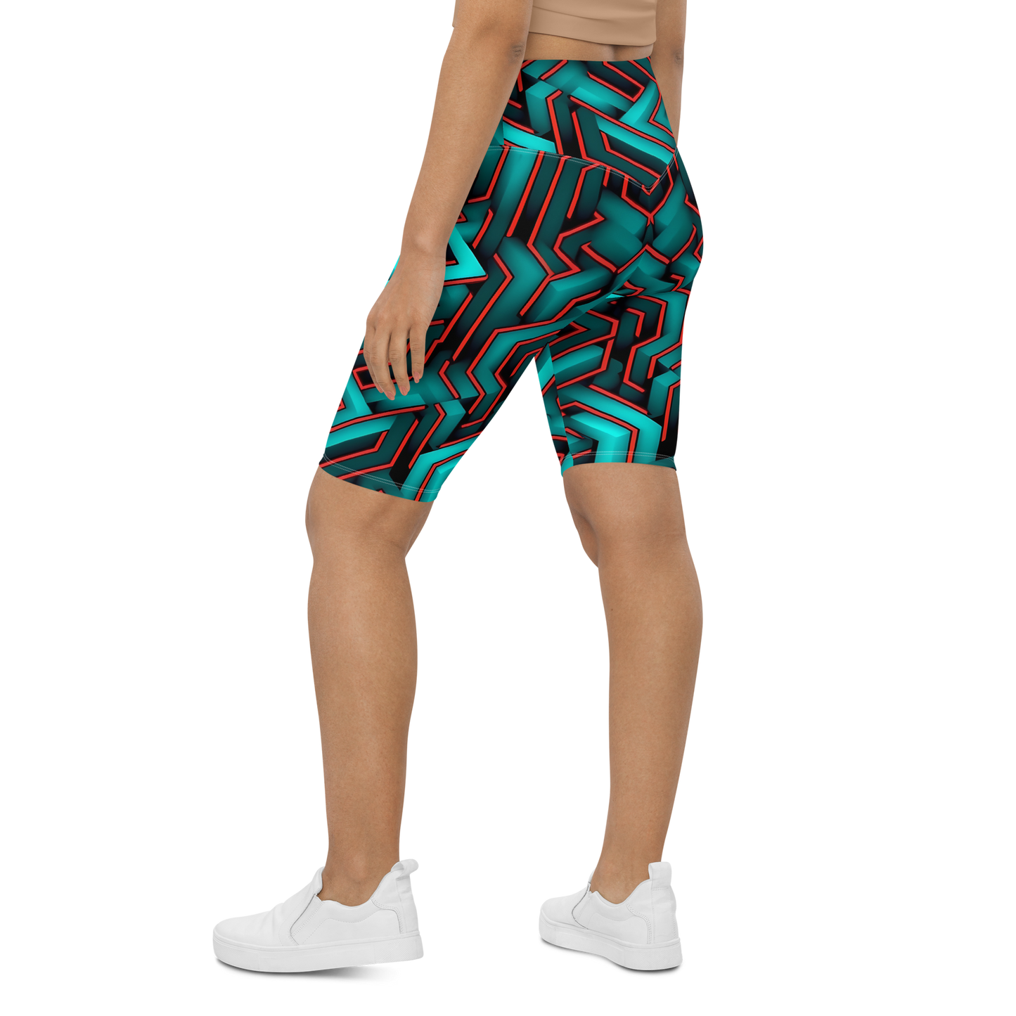 3D Maze Illusion | 3D Patterns | All-Over Print Biker Shorts - #2