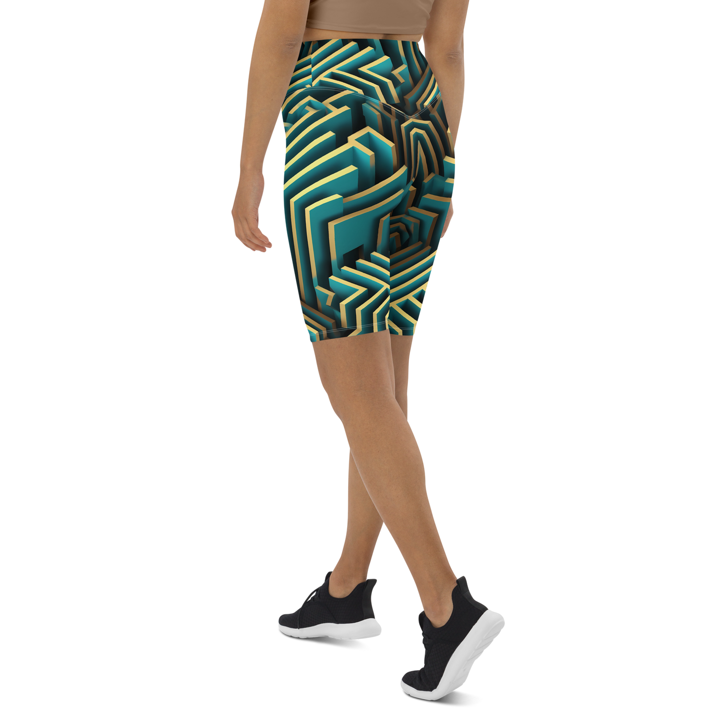 3D Maze Illusion | 3D Patterns | All-Over Print Biker Shorts - #5