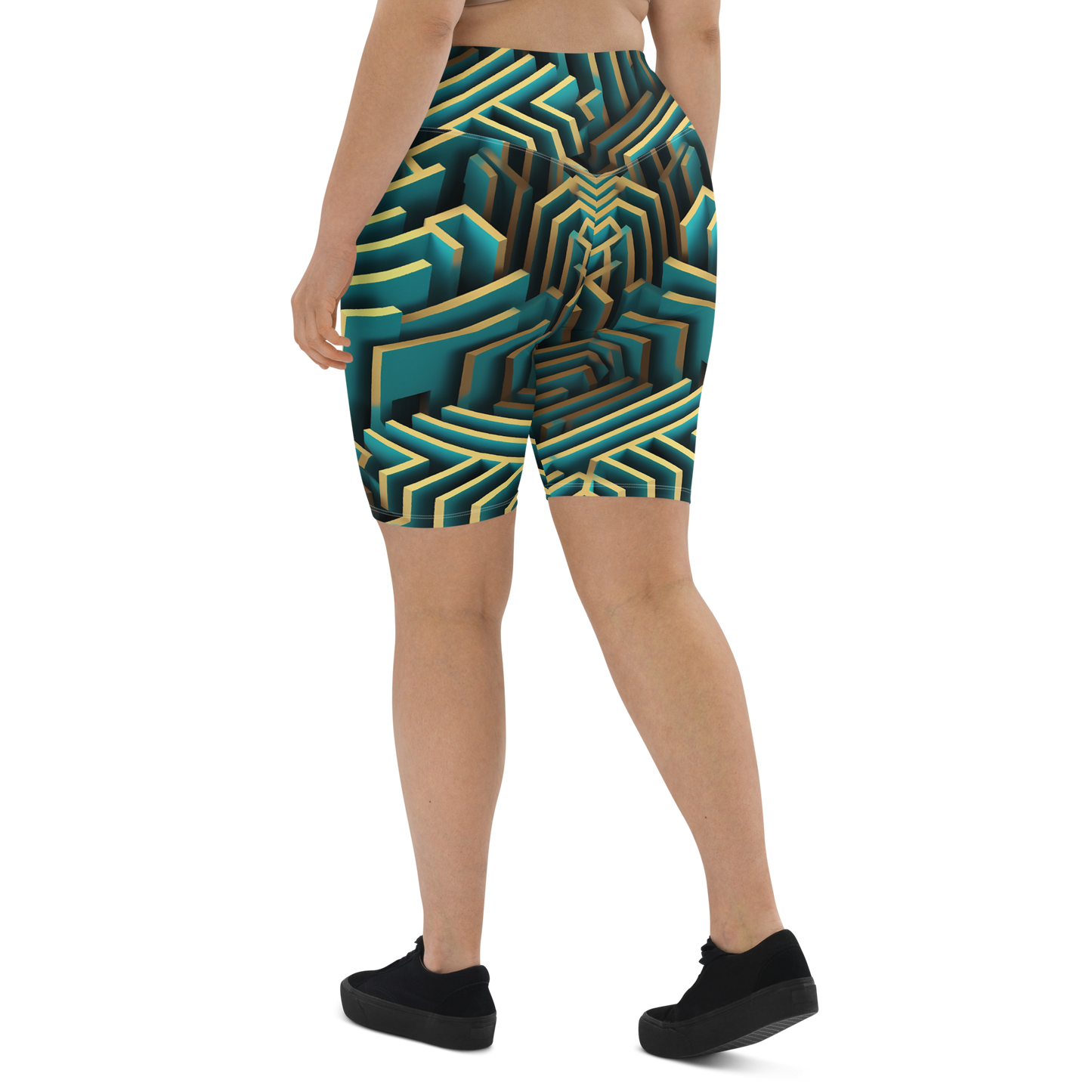 3D Maze Illusion | 3D Patterns | All-Over Print Biker Shorts - #5