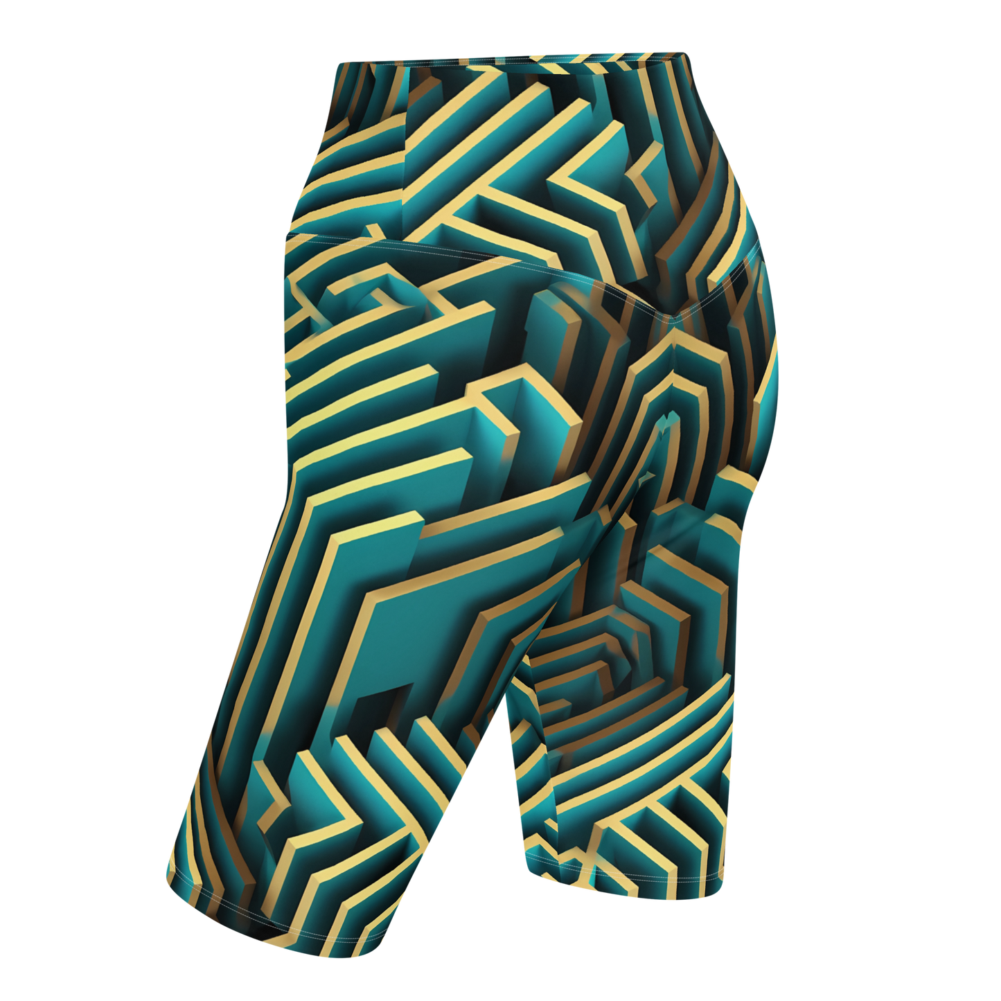 3D Maze Illusion | 3D Patterns | All-Over Print Biker Shorts - #5