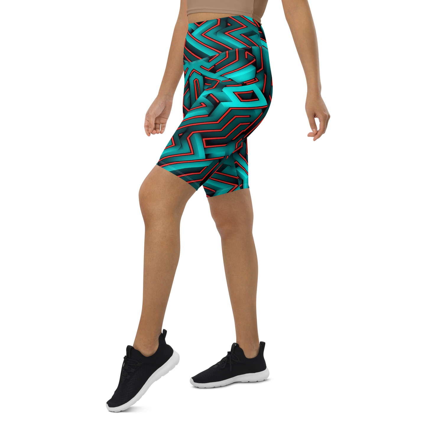 3D Maze Illusion | 3D Patterns | All-Over Print Biker Shorts - #2