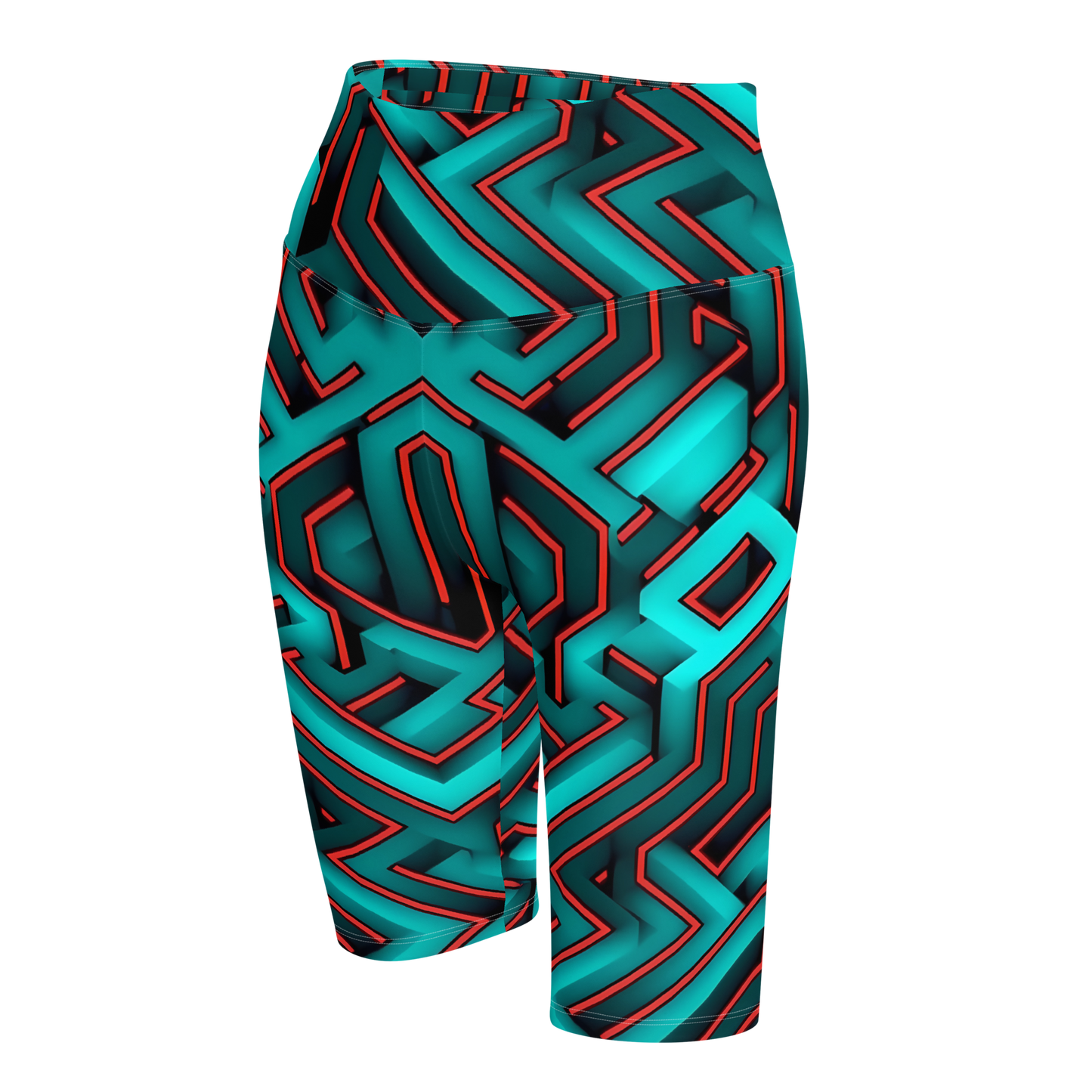 3D Maze Illusion | 3D Patterns | All-Over Print Biker Shorts - #2