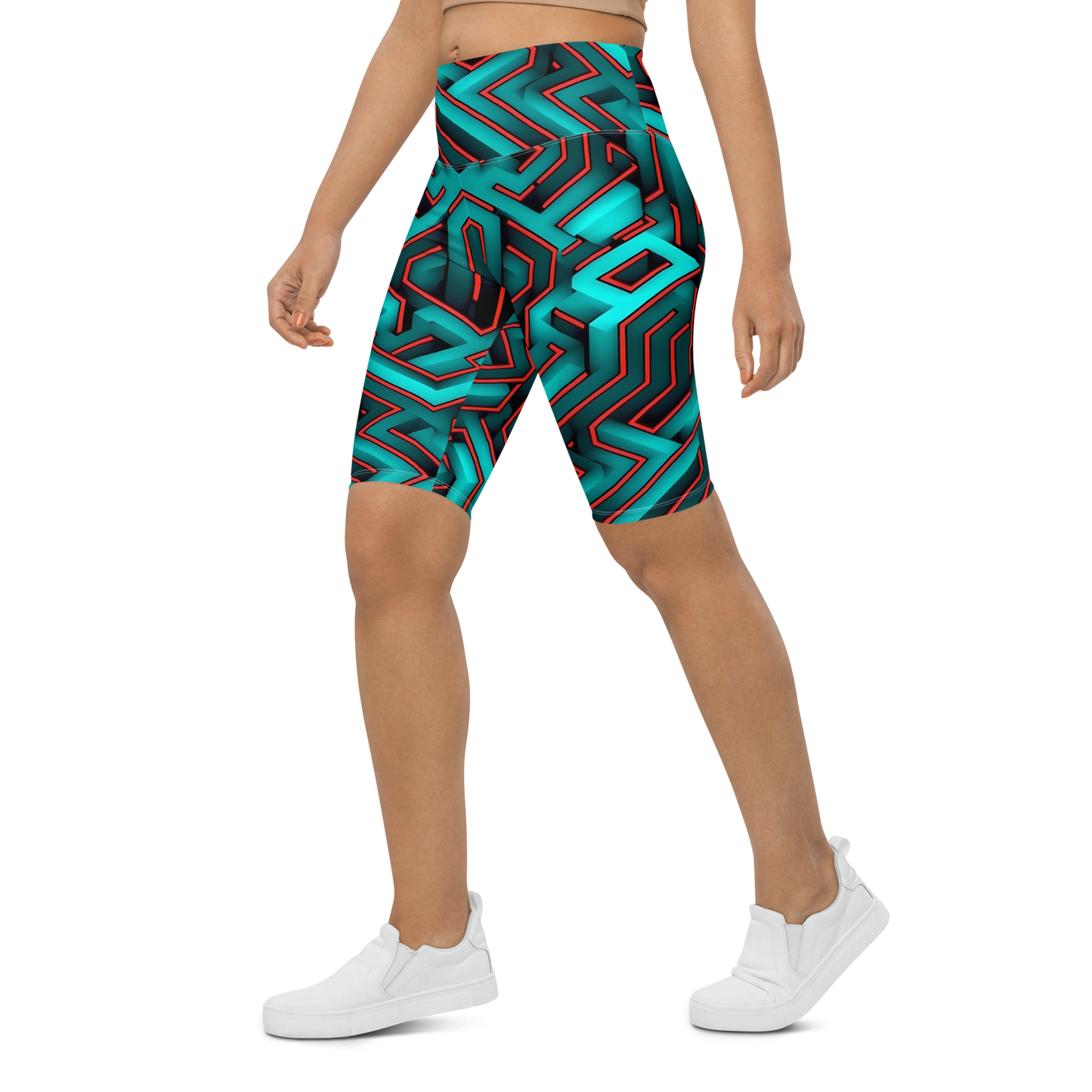 3D Maze Illusion | 3D Patterns | All-Over Print Biker Shorts - #2