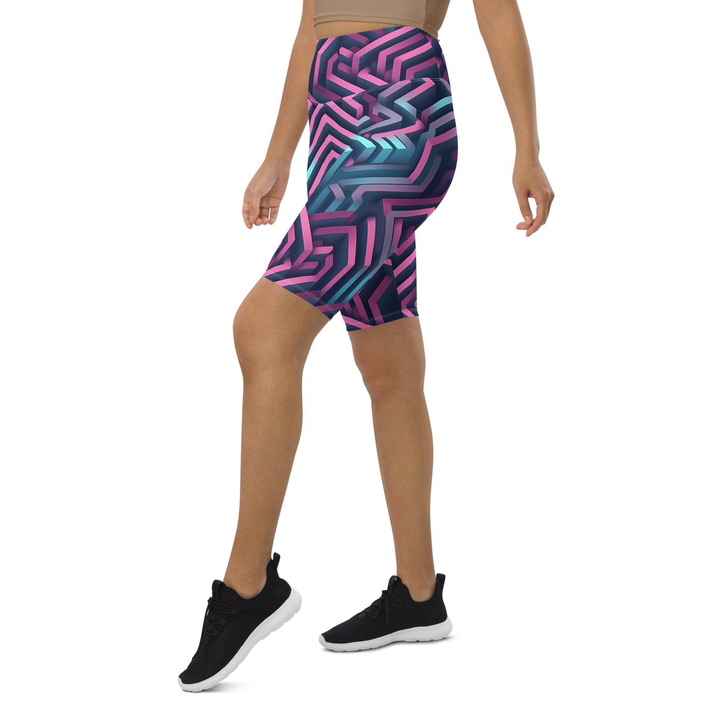 3D Maze Illusion | 3D Patterns | All-Over Print Biker Shorts - #4