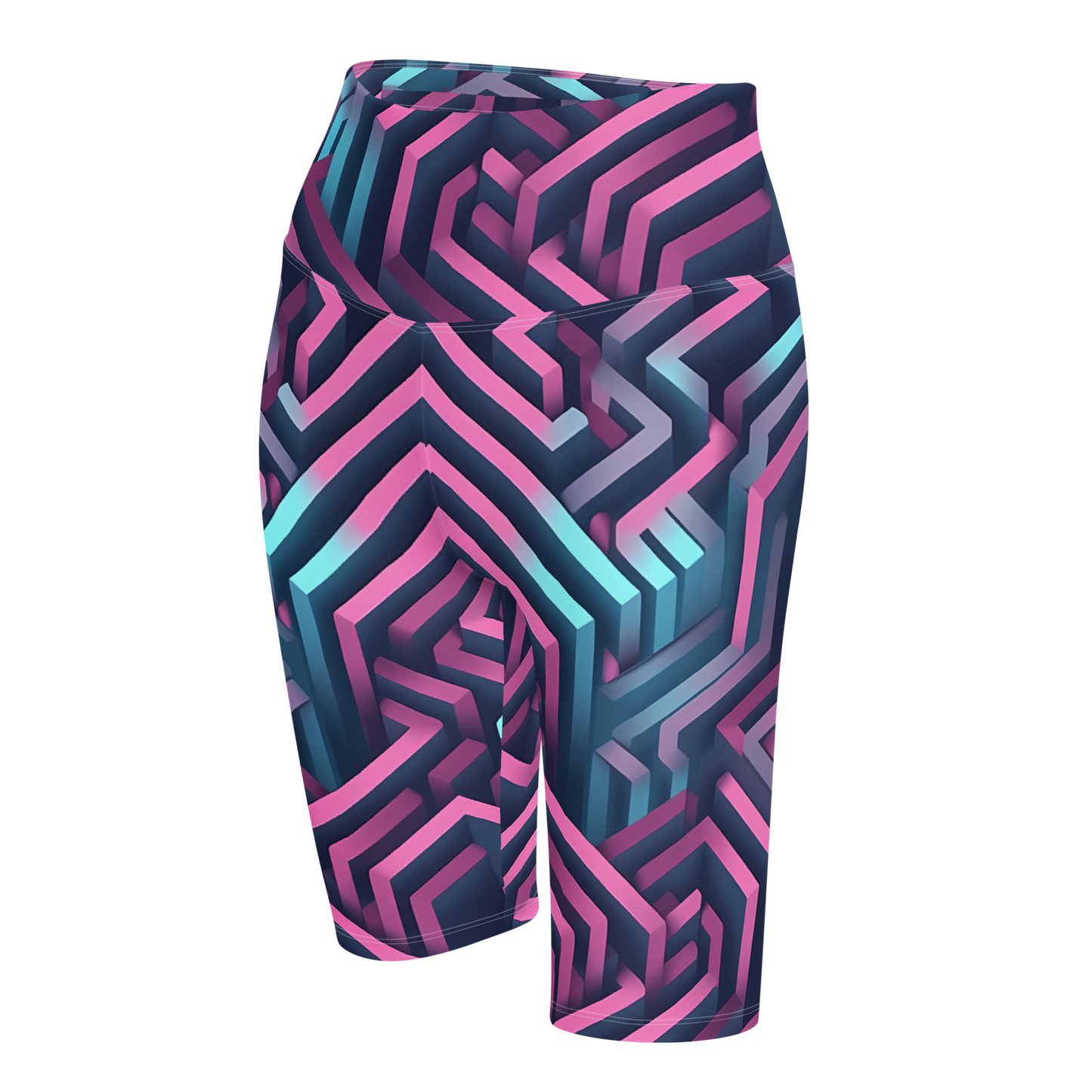 3D Maze Illusion | 3D Patterns | All-Over Print Biker Shorts - #4