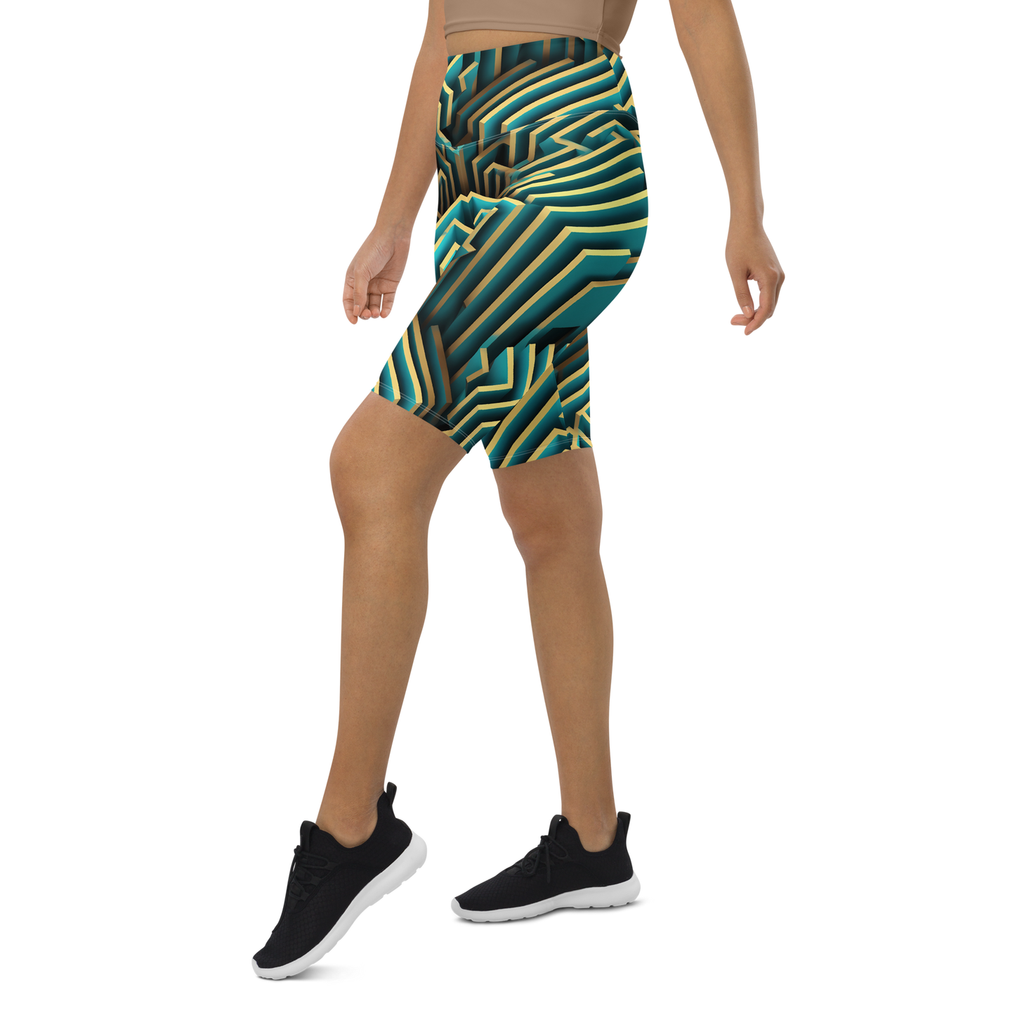 3D Maze Illusion | 3D Patterns | All-Over Print Biker Shorts - #5