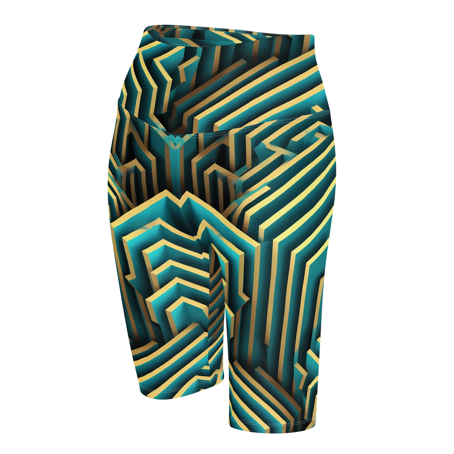 3D Maze Illusion | 3D Patterns | All-Over Print Biker Shorts - #5