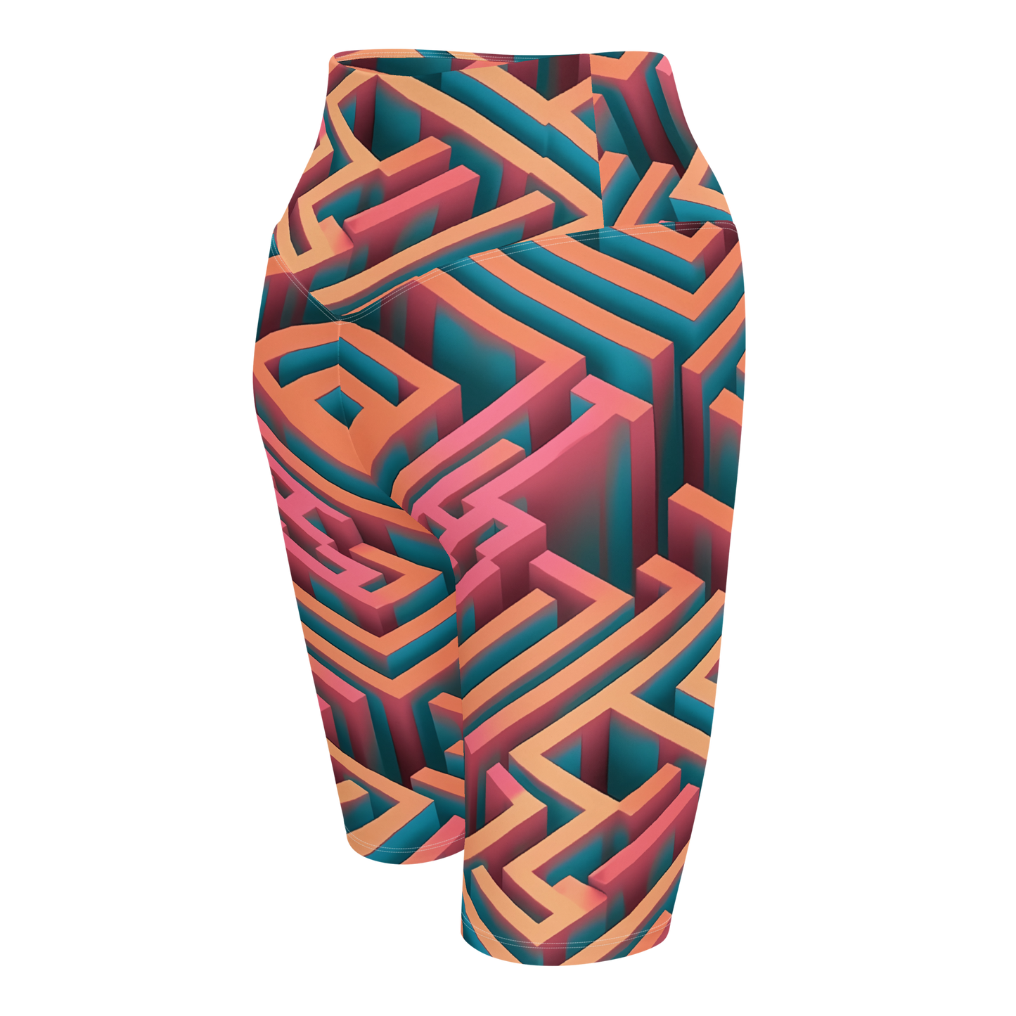 3D Maze Illusion | 3D Patterns | All-Over Print Biker Shorts - #1