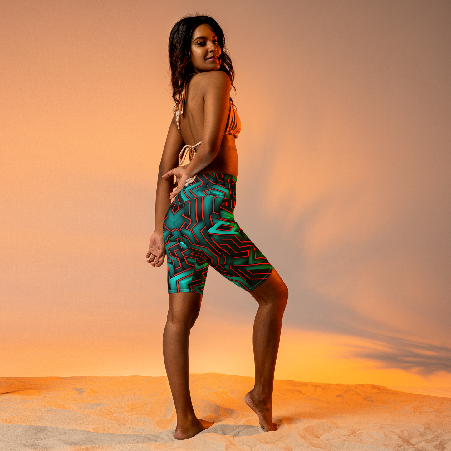 3D Maze Illusion | 3D Patterns | All-Over Print Biker Shorts - #2