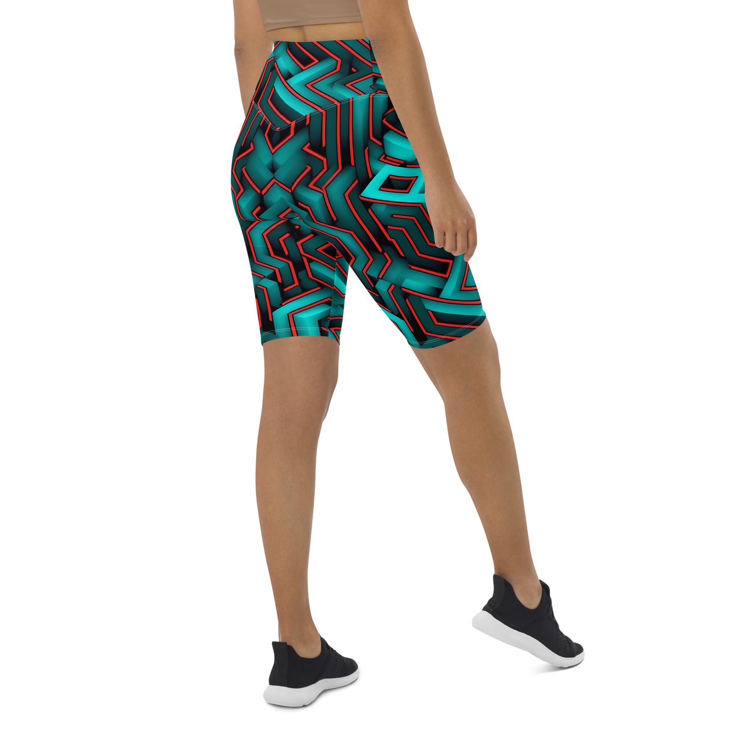 3D Maze Illusion | 3D Patterns | All-Over Print Biker Shorts - #2