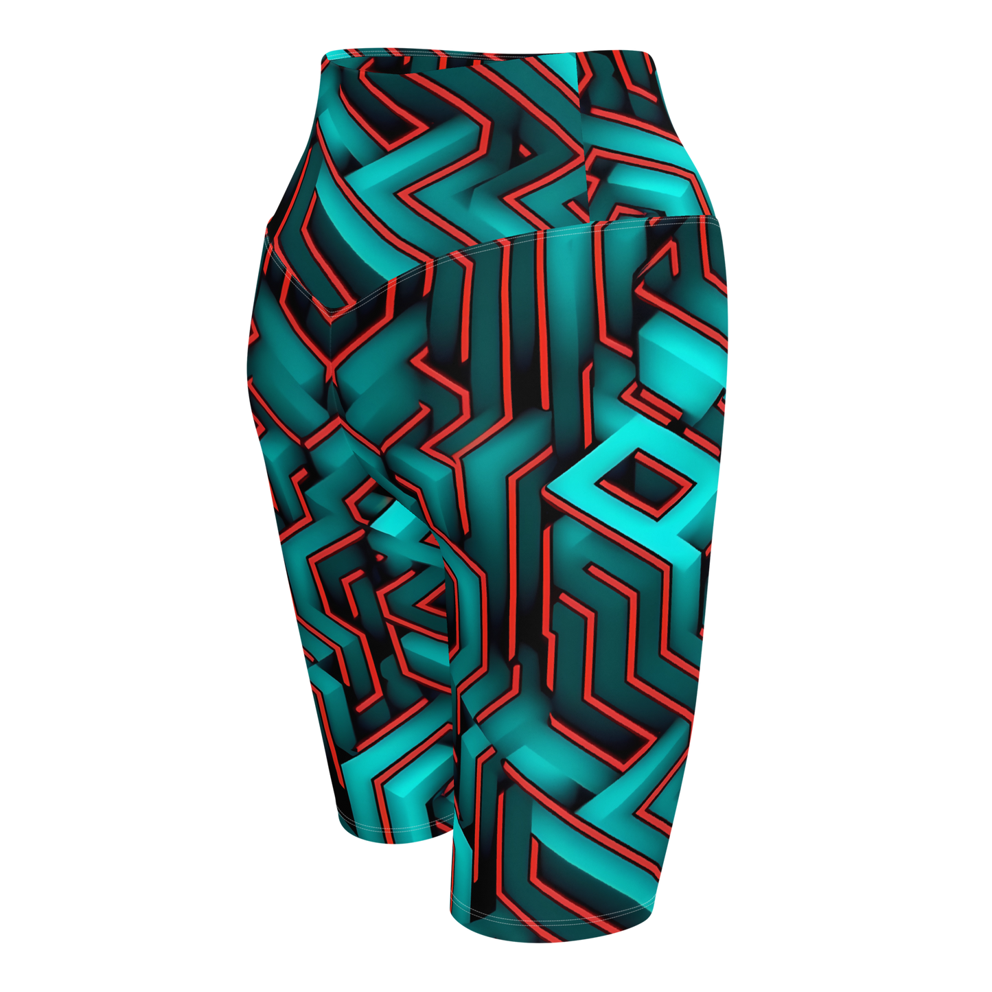 3D Maze Illusion | 3D Patterns | All-Over Print Biker Shorts - #2