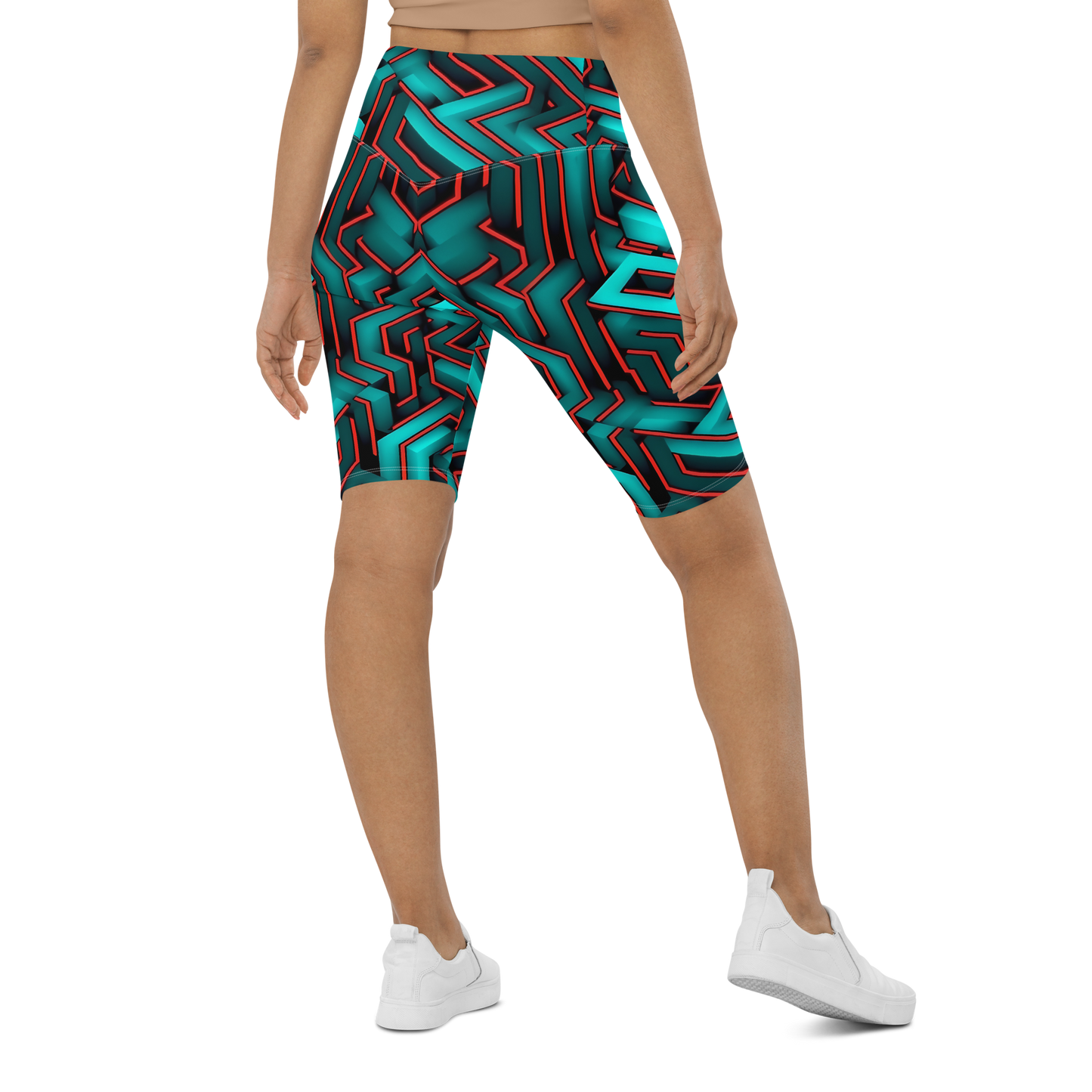 3D Maze Illusion | 3D Patterns | All-Over Print Biker Shorts - #2