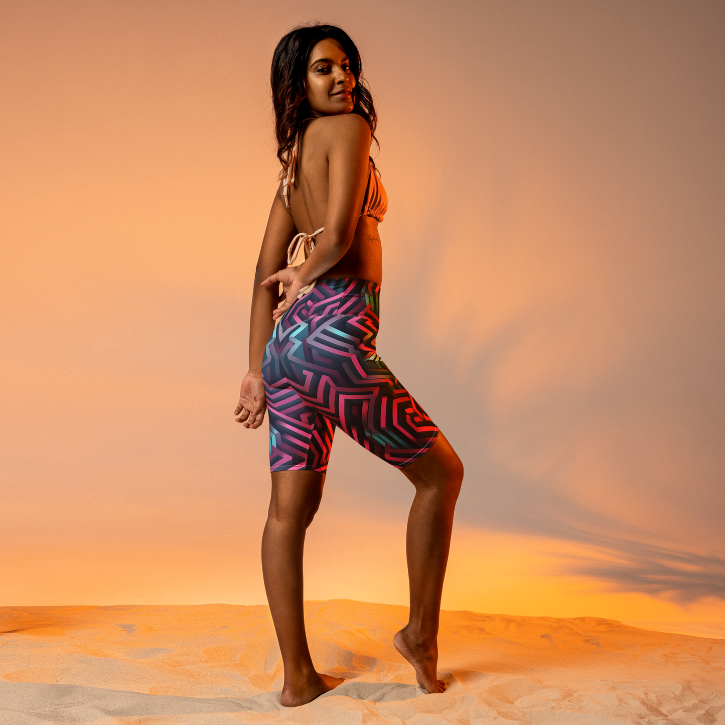 3D Maze Illusion | 3D Patterns | All-Over Print Biker Shorts - #4