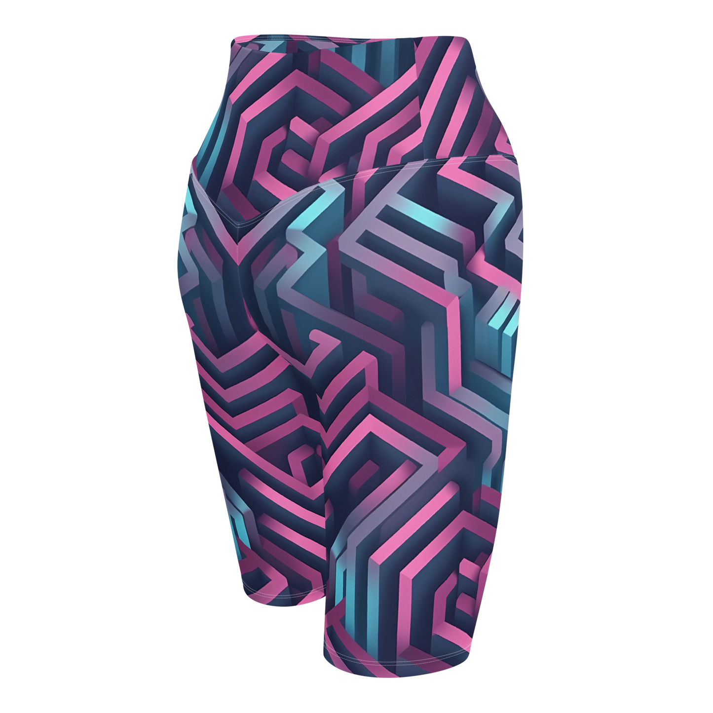 3D Maze Illusion | 3D Patterns | All-Over Print Biker Shorts - #4