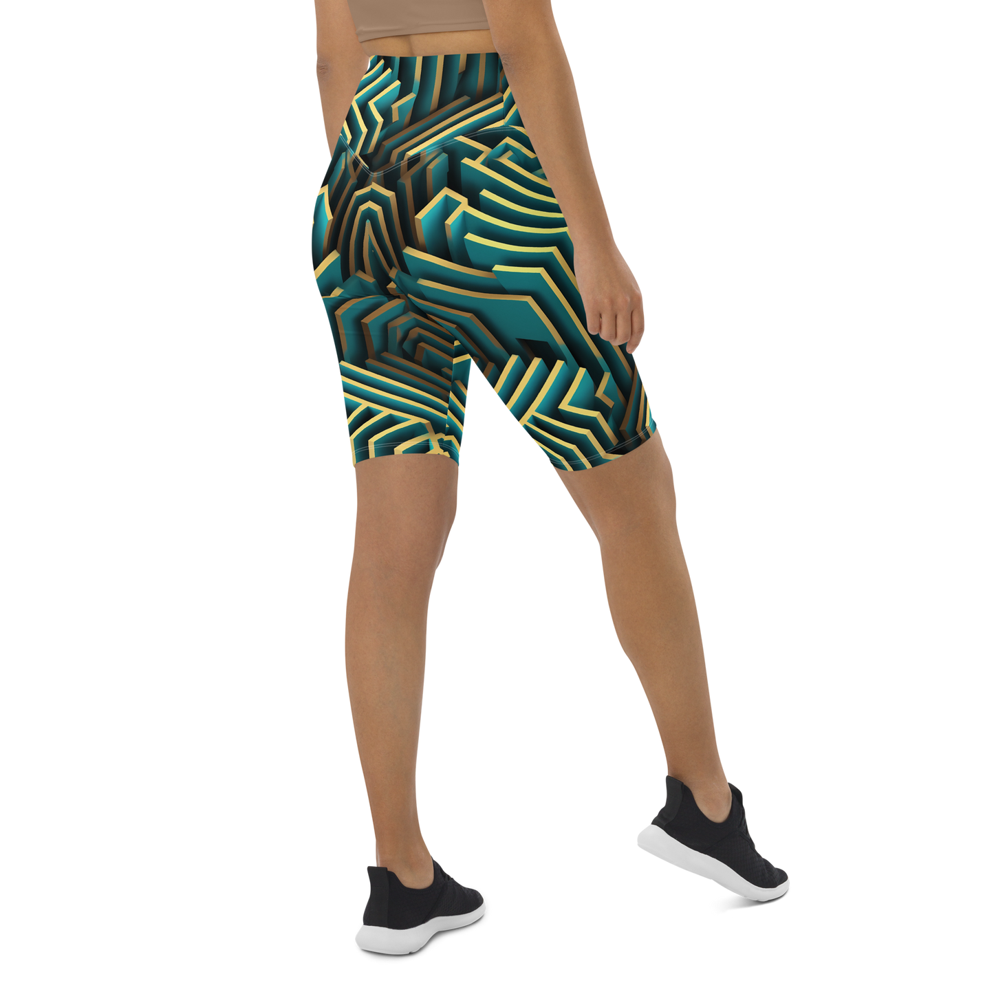 3D Maze Illusion | 3D Patterns | All-Over Print Biker Shorts - #5