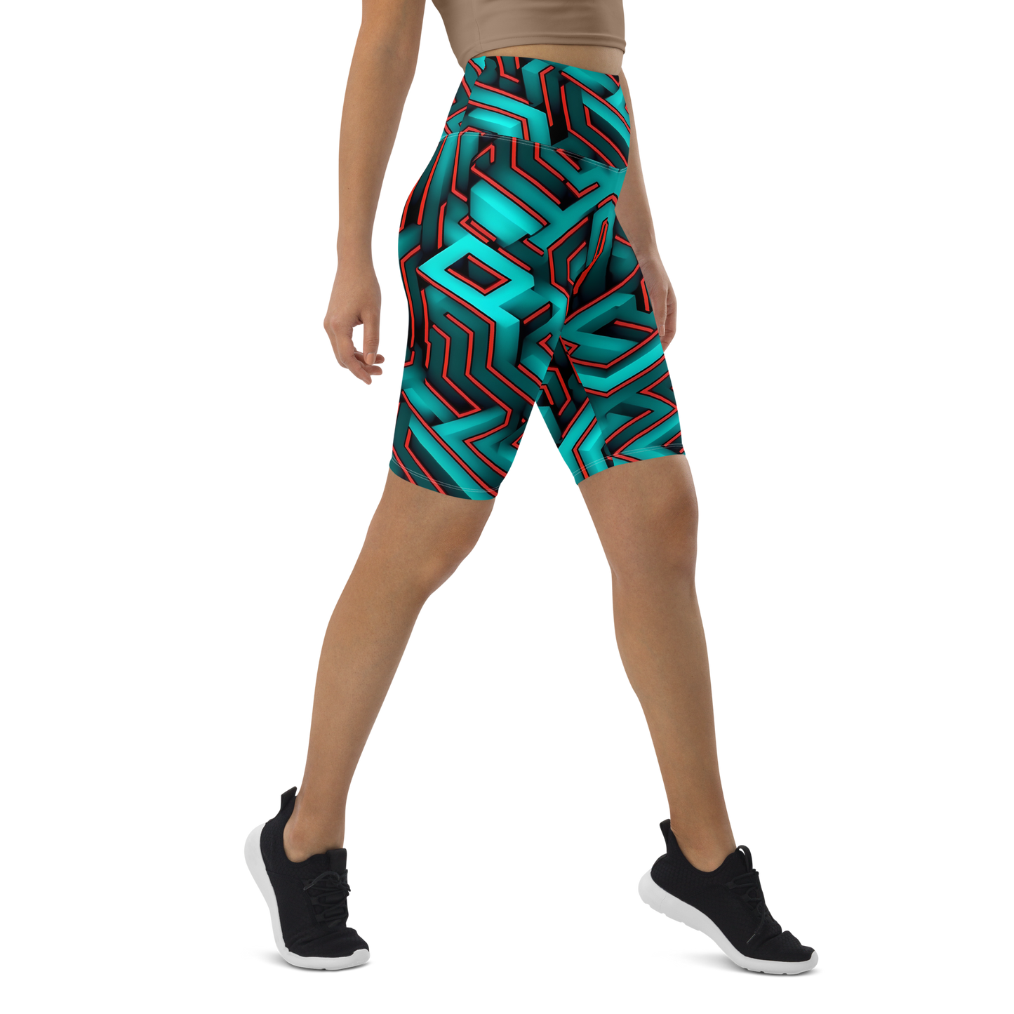 3D Maze Illusion | 3D Patterns | All-Over Print Biker Shorts - #2