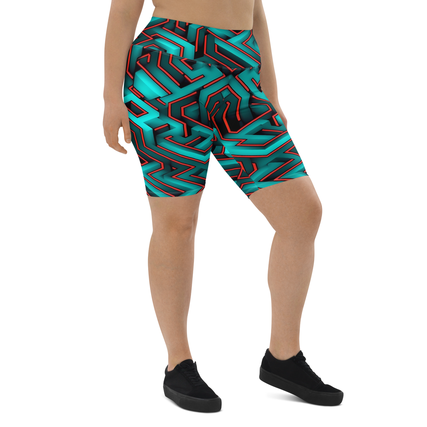 3D Maze Illusion | 3D Patterns | All-Over Print Biker Shorts - #2