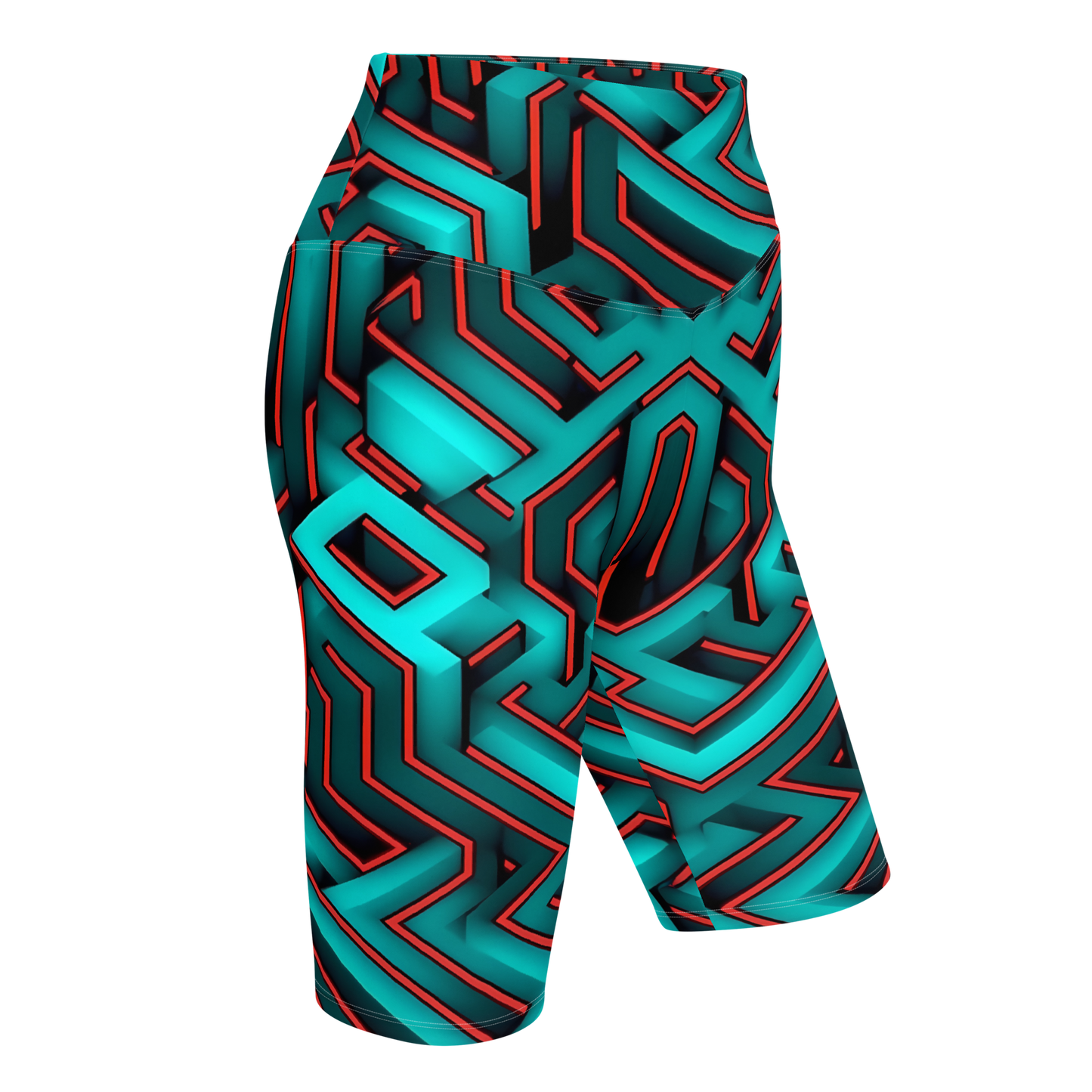 3D Maze Illusion | 3D Patterns | All-Over Print Biker Shorts - #2