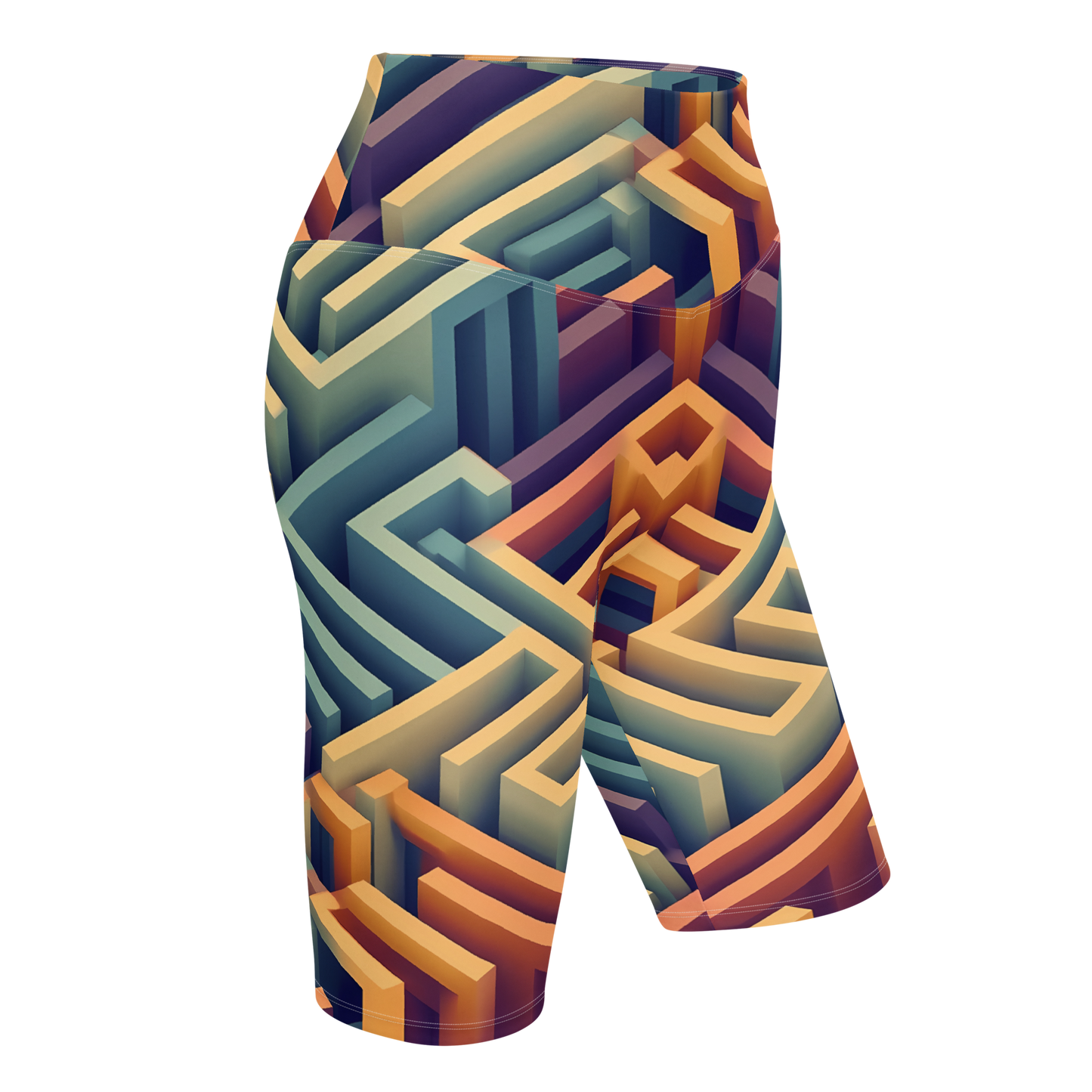 3D Maze Illusion | 3D Patterns | All-Over Print Biker Shorts - #3