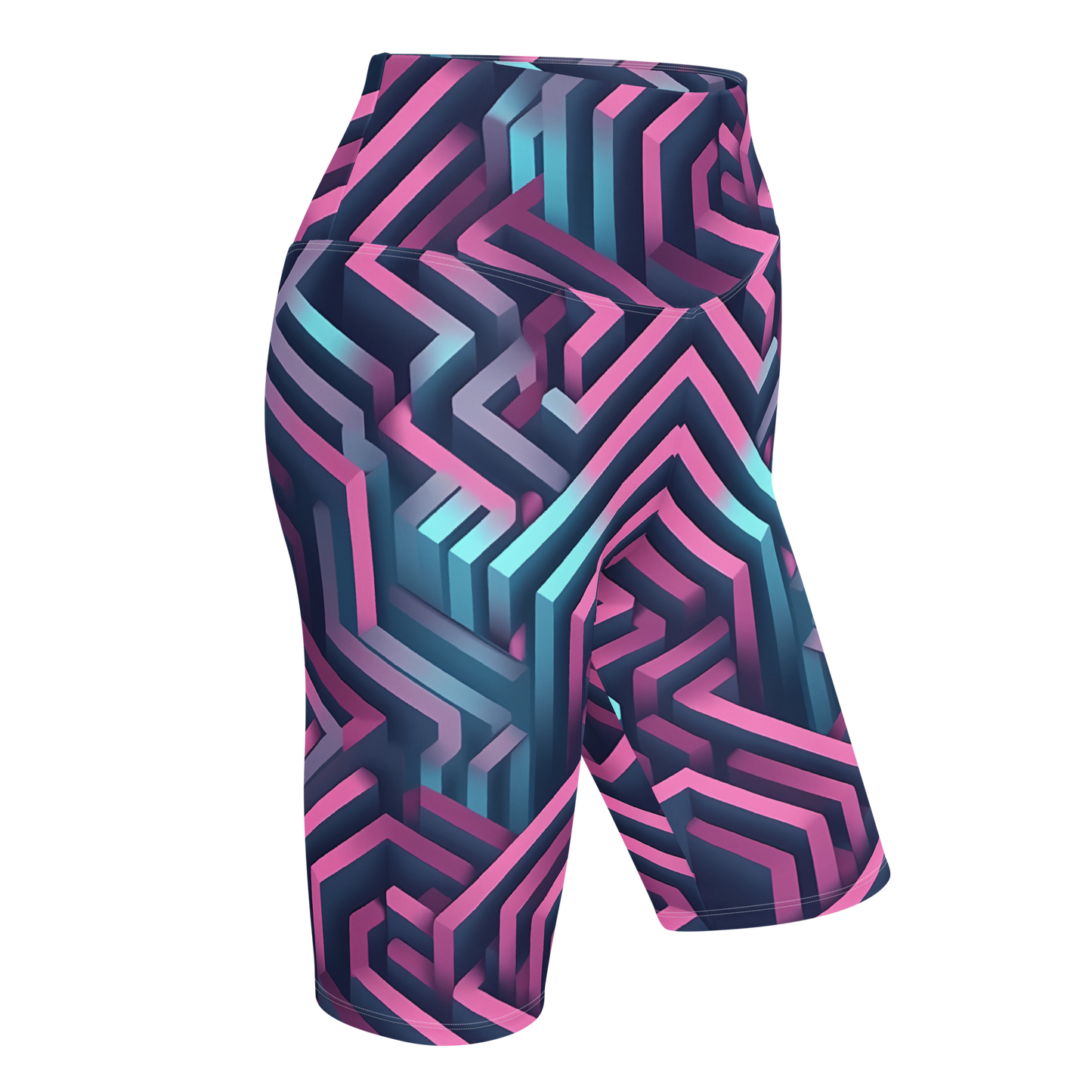 3D Maze Illusion | 3D Patterns | All-Over Print Biker Shorts - #4