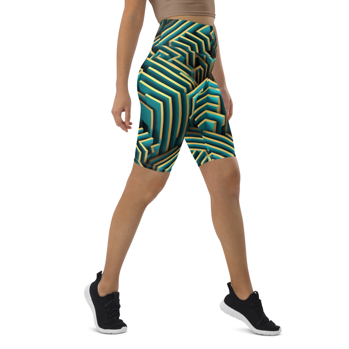 3D Maze Illusion | 3D Patterns | All-Over Print Biker Shorts - #5