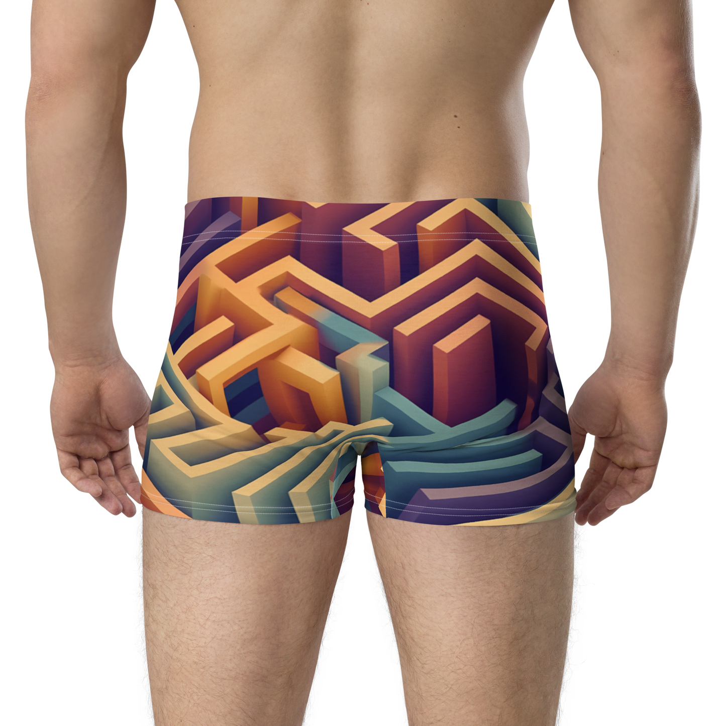 3D Maze Illusion | 3D Patterns | All-Over Print Boxer Briefs - #3