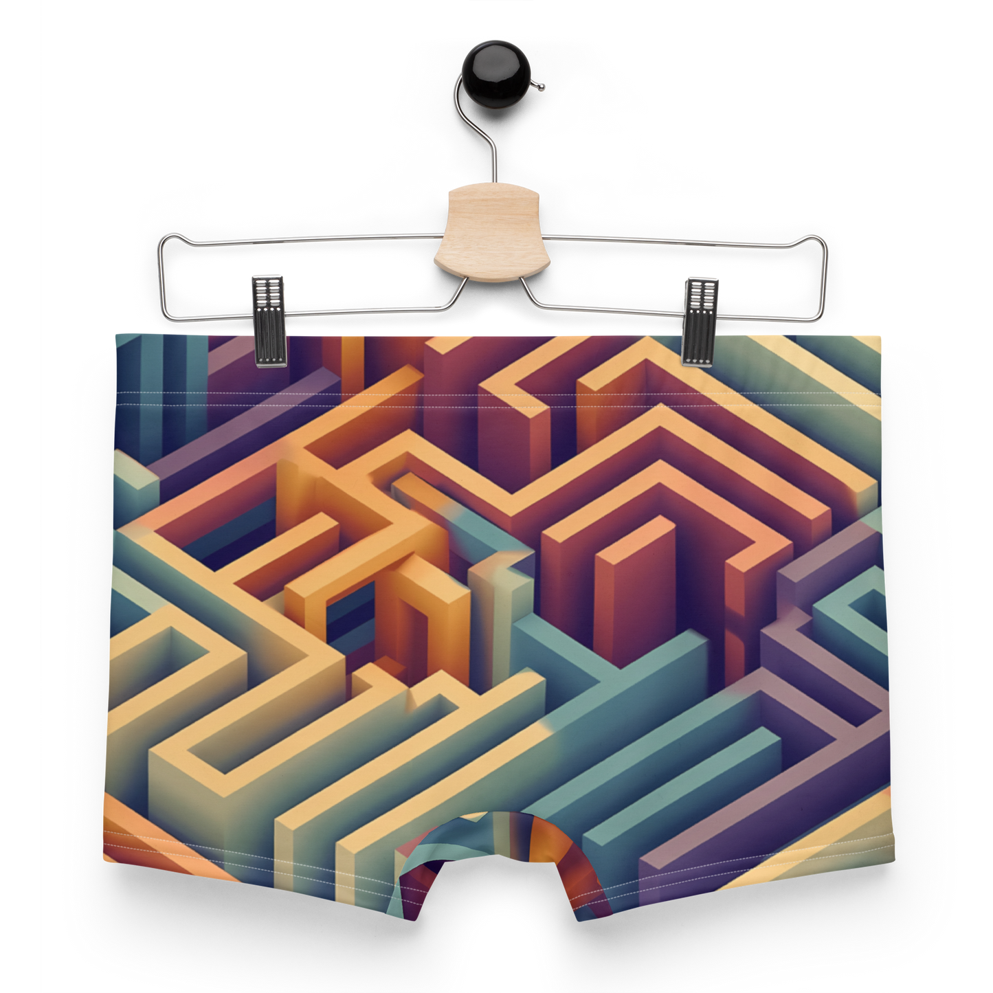 3D Maze Illusion | 3D Patterns | All-Over Print Boxer Briefs - #3