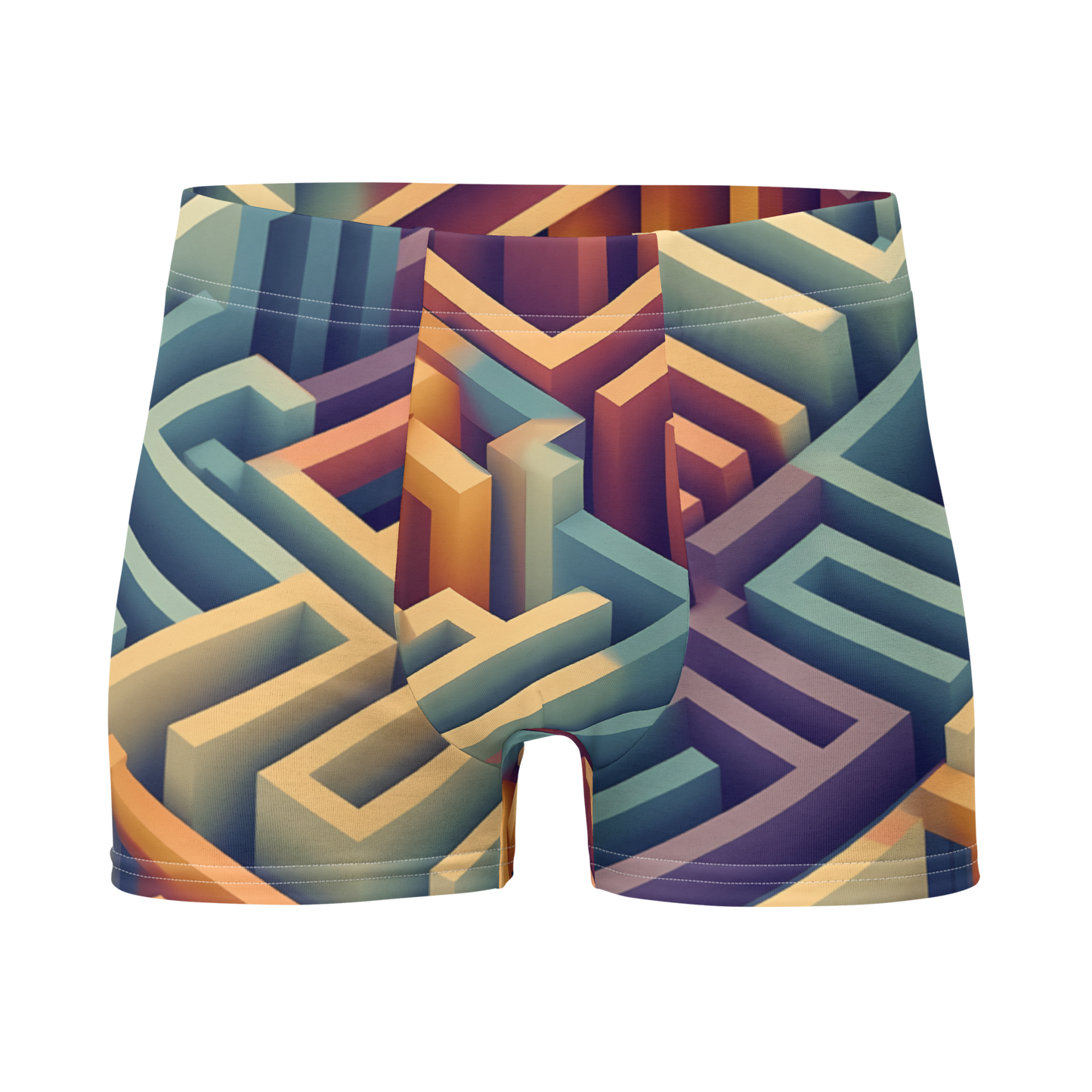 3D Maze Illusion | 3D Patterns | All-Over Print Boxer Briefs - #3