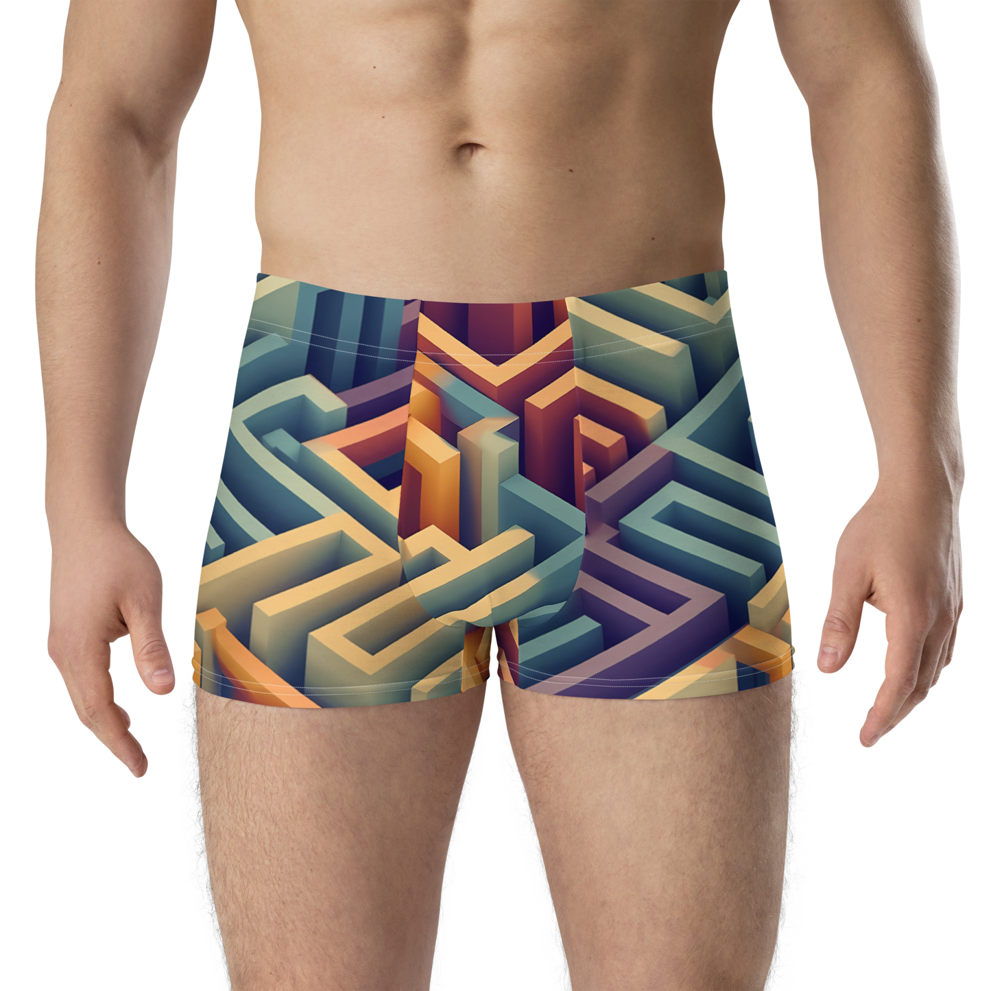 3D Maze Illusion | 3D Patterns | All-Over Print Boxer Briefs - #3