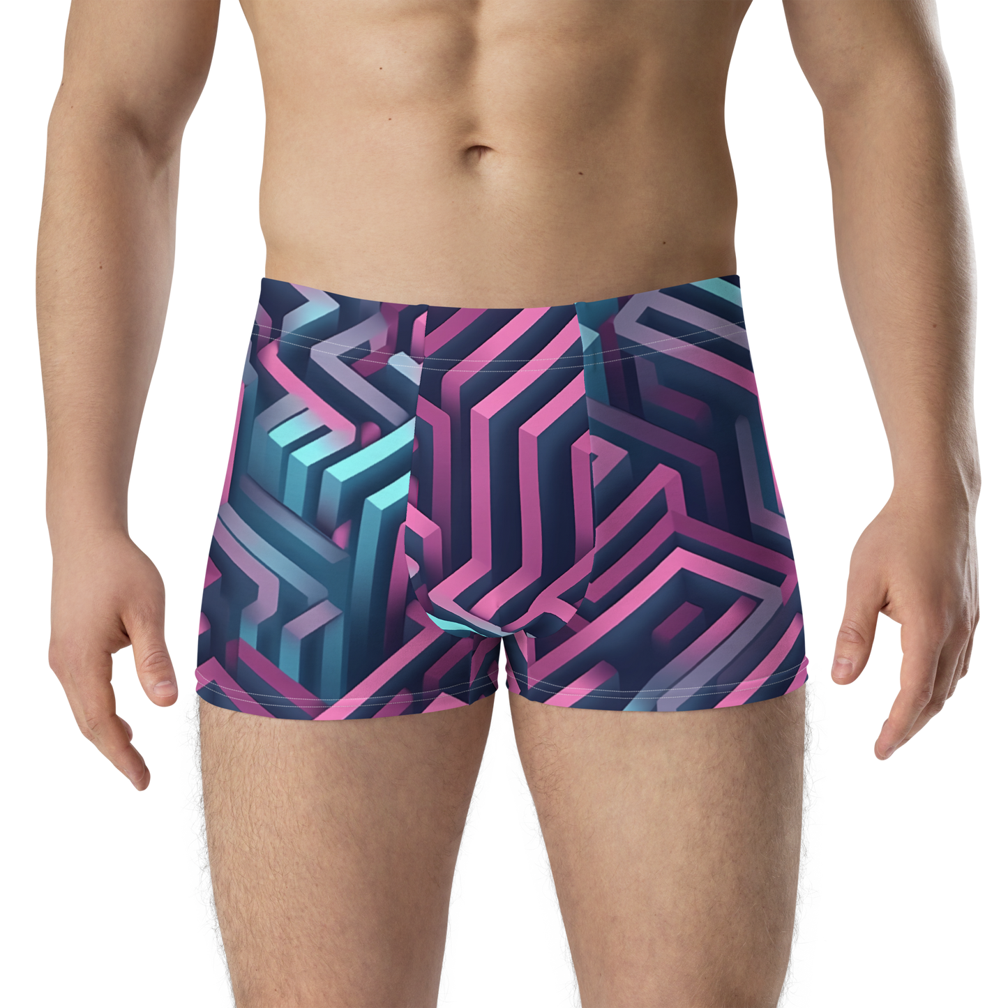 3D Maze Illusion | 3D Patterns | All-Over Print Boxer Briefs - #4