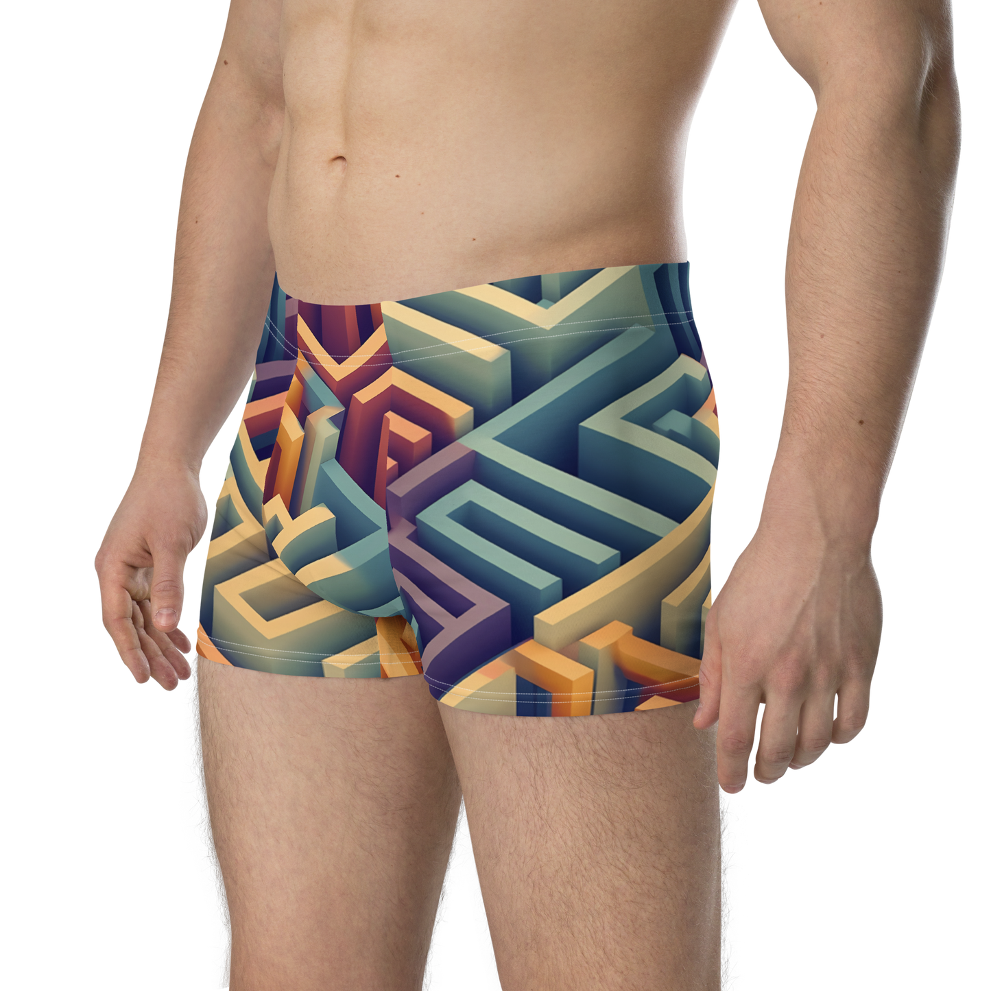 3D Maze Illusion | 3D Patterns | All-Over Print Boxer Briefs - #3