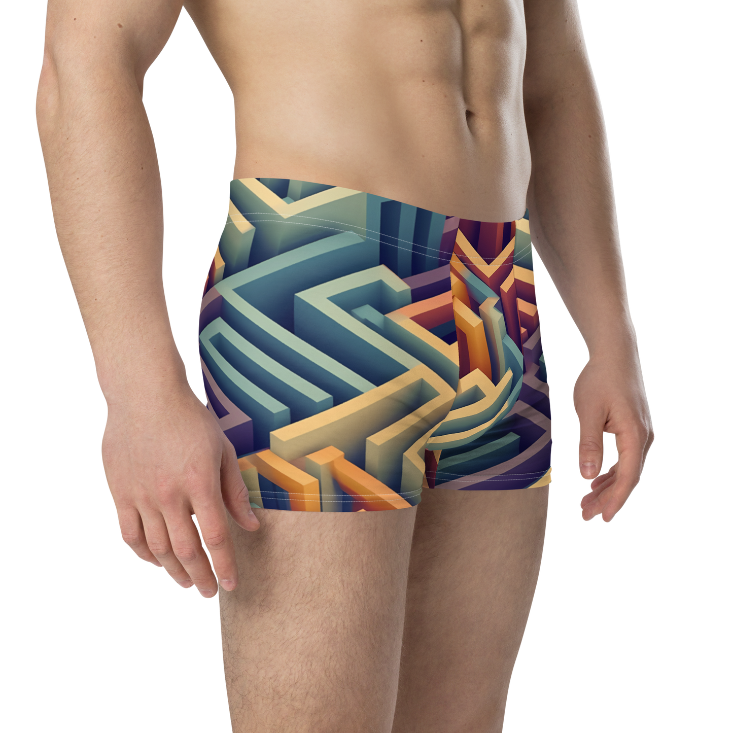 3D Maze Illusion | 3D Patterns | All-Over Print Boxer Briefs - #3