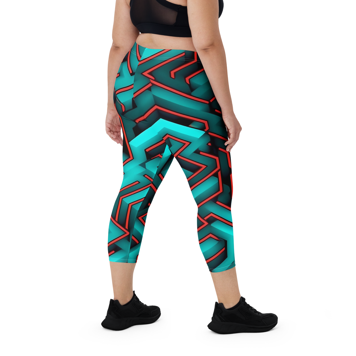 3D Maze Illusion | 3D Patterns | All-Over Print Capri Leggings - #2