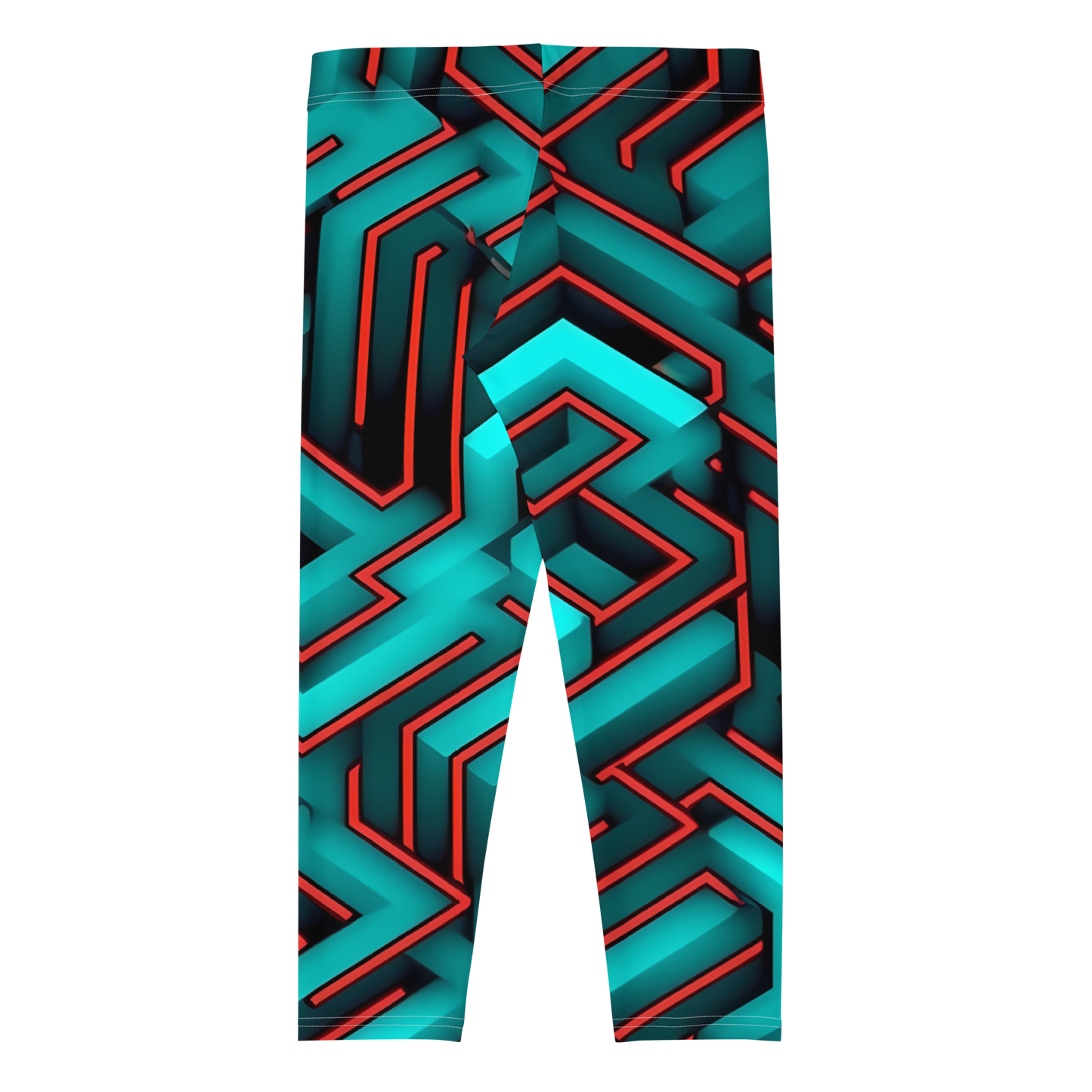 3D Maze Illusion | 3D Patterns | All-Over Print Capri Leggings - #2