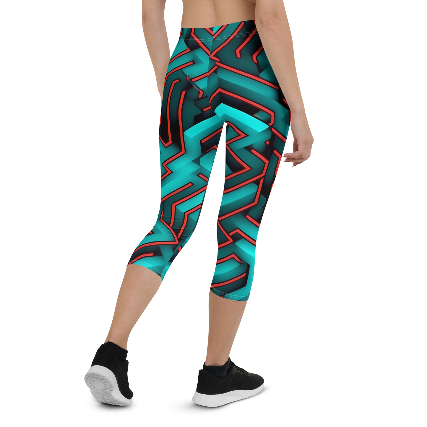 3D Maze Illusion | 3D Patterns | All-Over Print Capri Leggings - #2