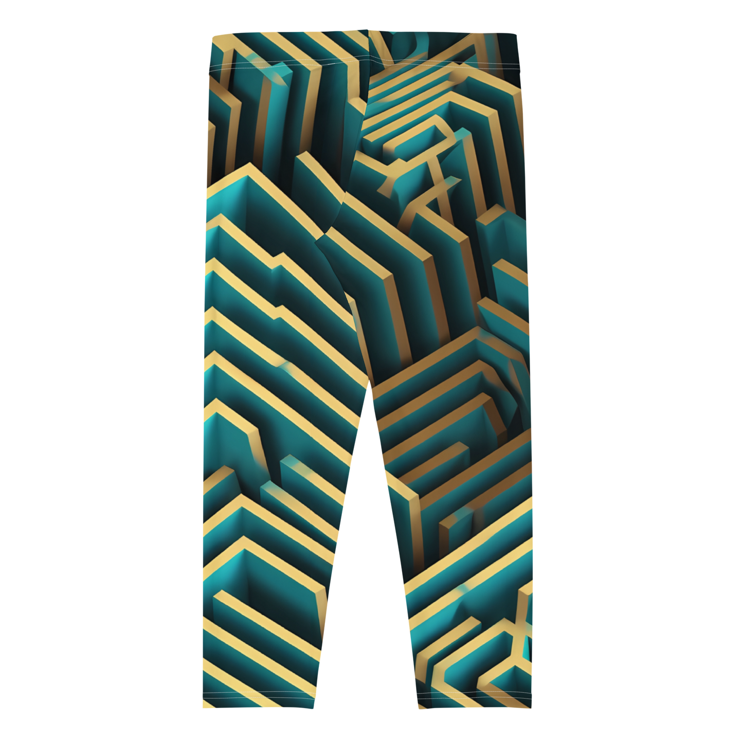 3D Maze Illusion | 3D Patterns | All-Over Print Capri Leggings - #5