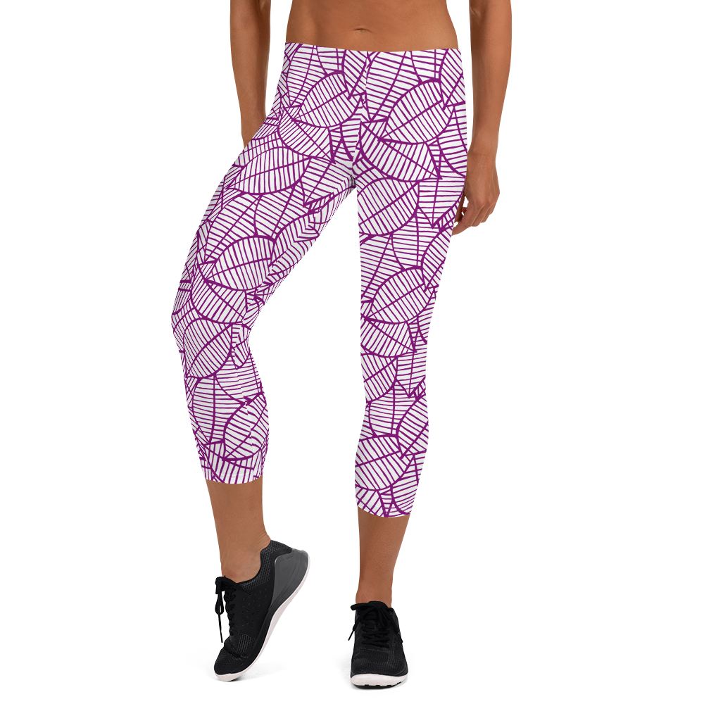 Colorful Fall Leaves | Seamless Patterns | All-Over Print Capri Leggings - #7