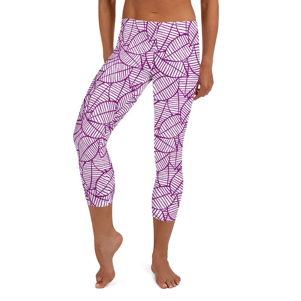 Colorful Fall Leaves | Seamless Patterns | All-Over Print Capri Leggings - #7