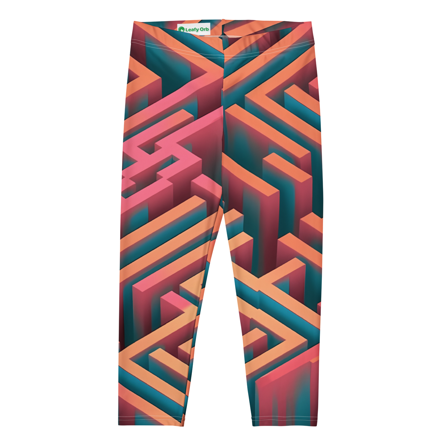 3D Maze Illusion | 3D Patterns | All-Over Print Capri Leggings - #1